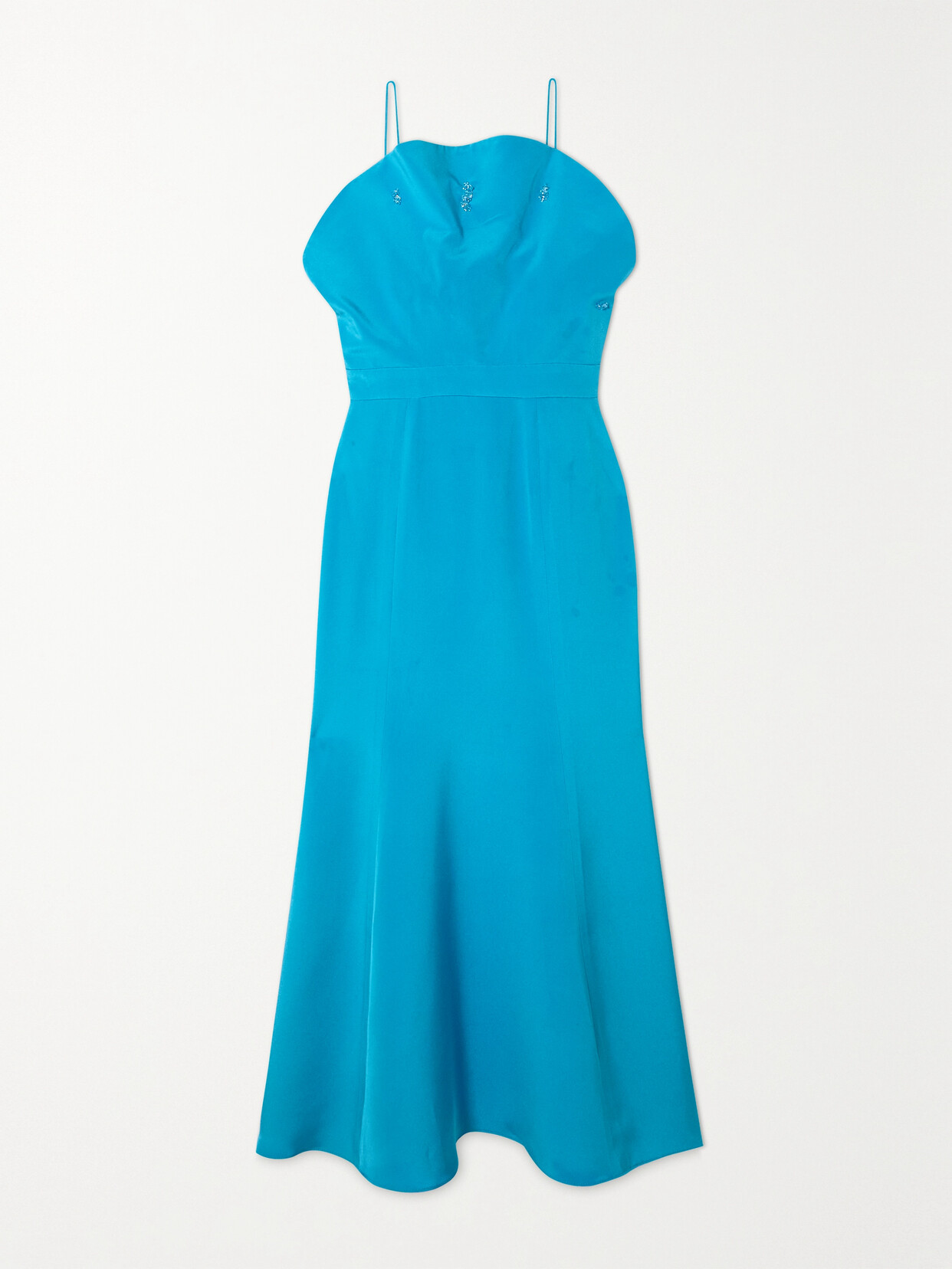 Rodarte Embellished Silk-crepe Midi Dress - Blue
