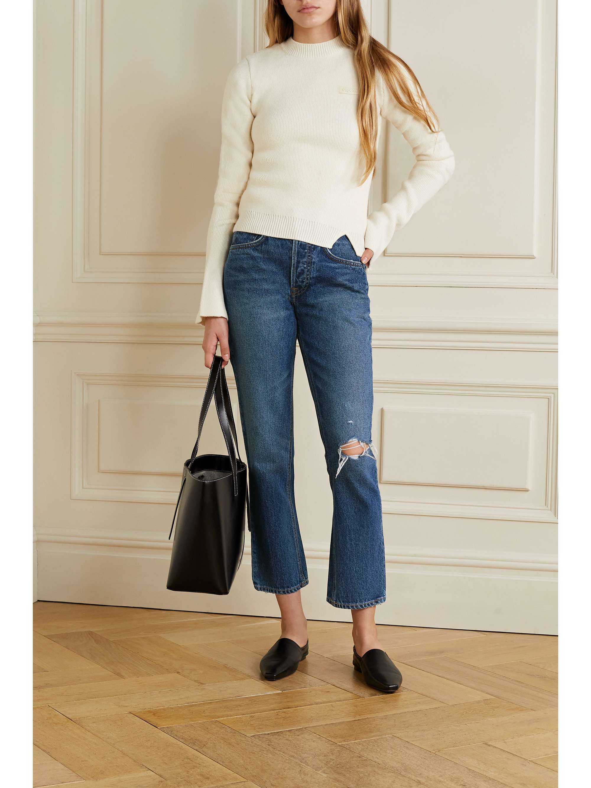 Dark denim Karolina cropped distressed 
