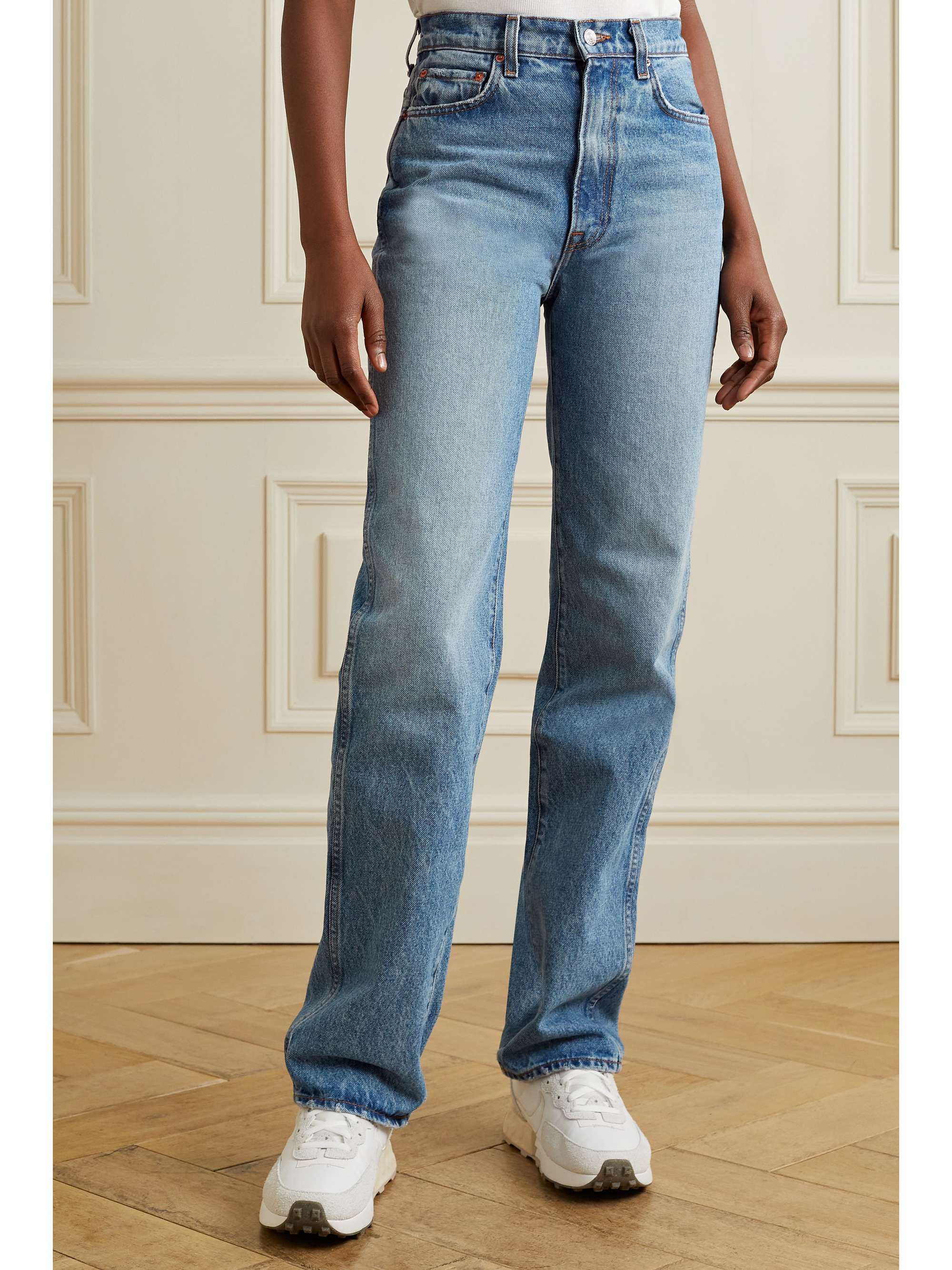 Blue Sara high-rise straight-leg jeans | GRLFRND | NET-A-PORTER