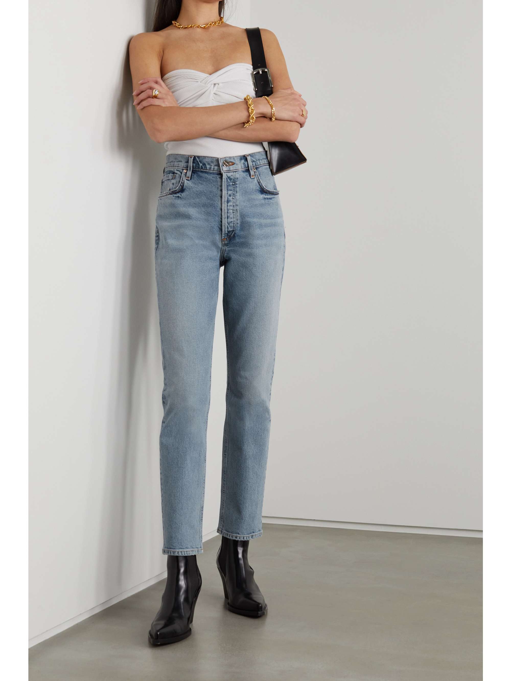 Mid denim The Morgan high-rise slim-leg 