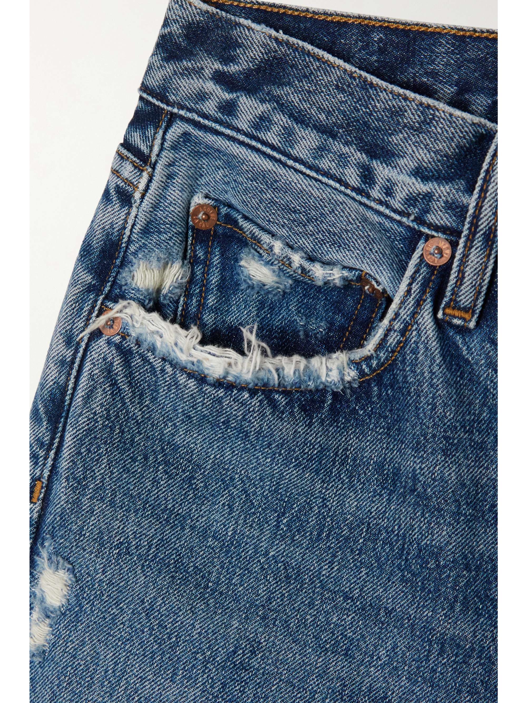 AGOLDE + NET SUSTAIN Mason distressed high-rise straight-leg organic jeans