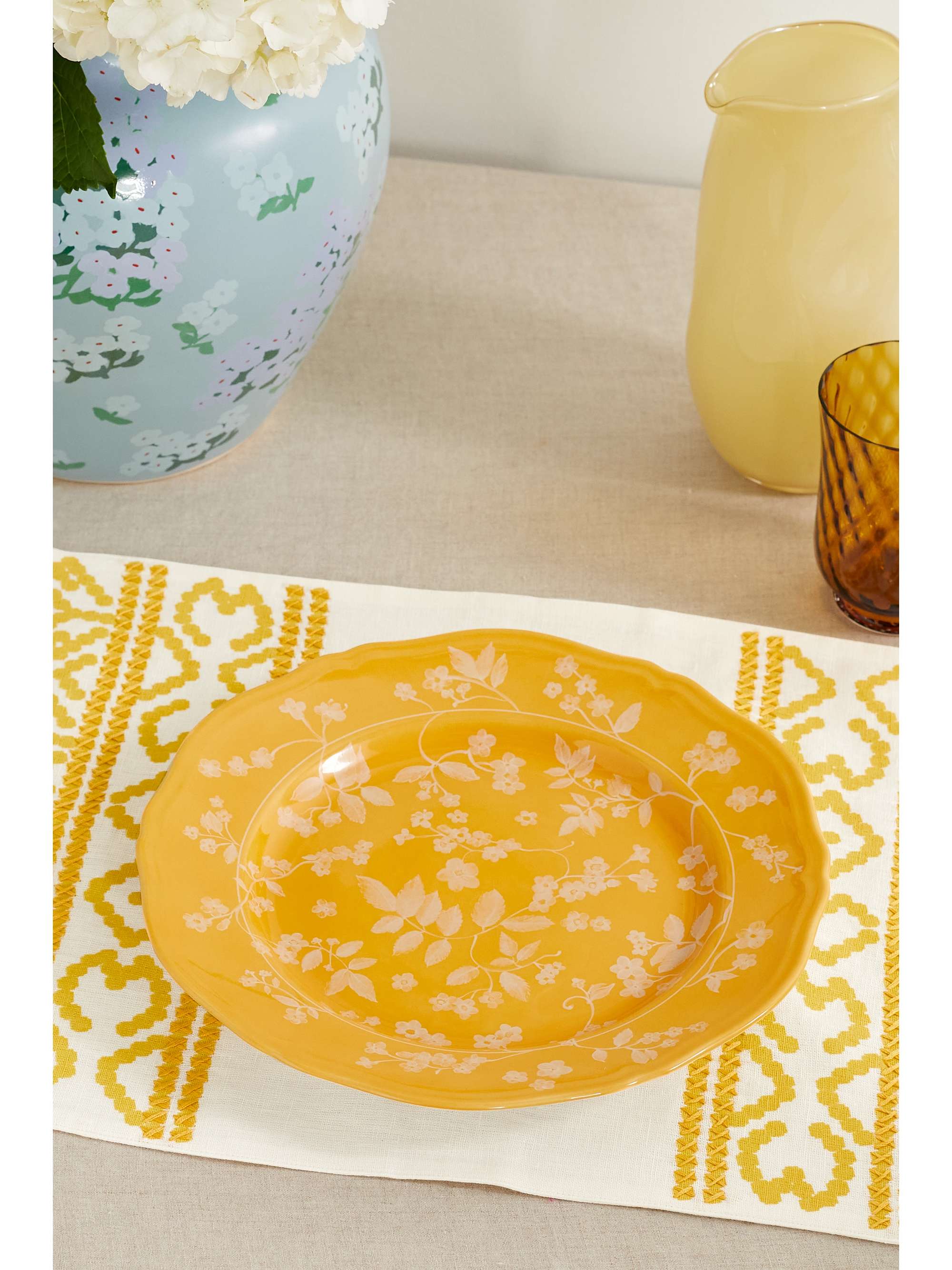 CABANA Goya embroidered printed linen placemat
