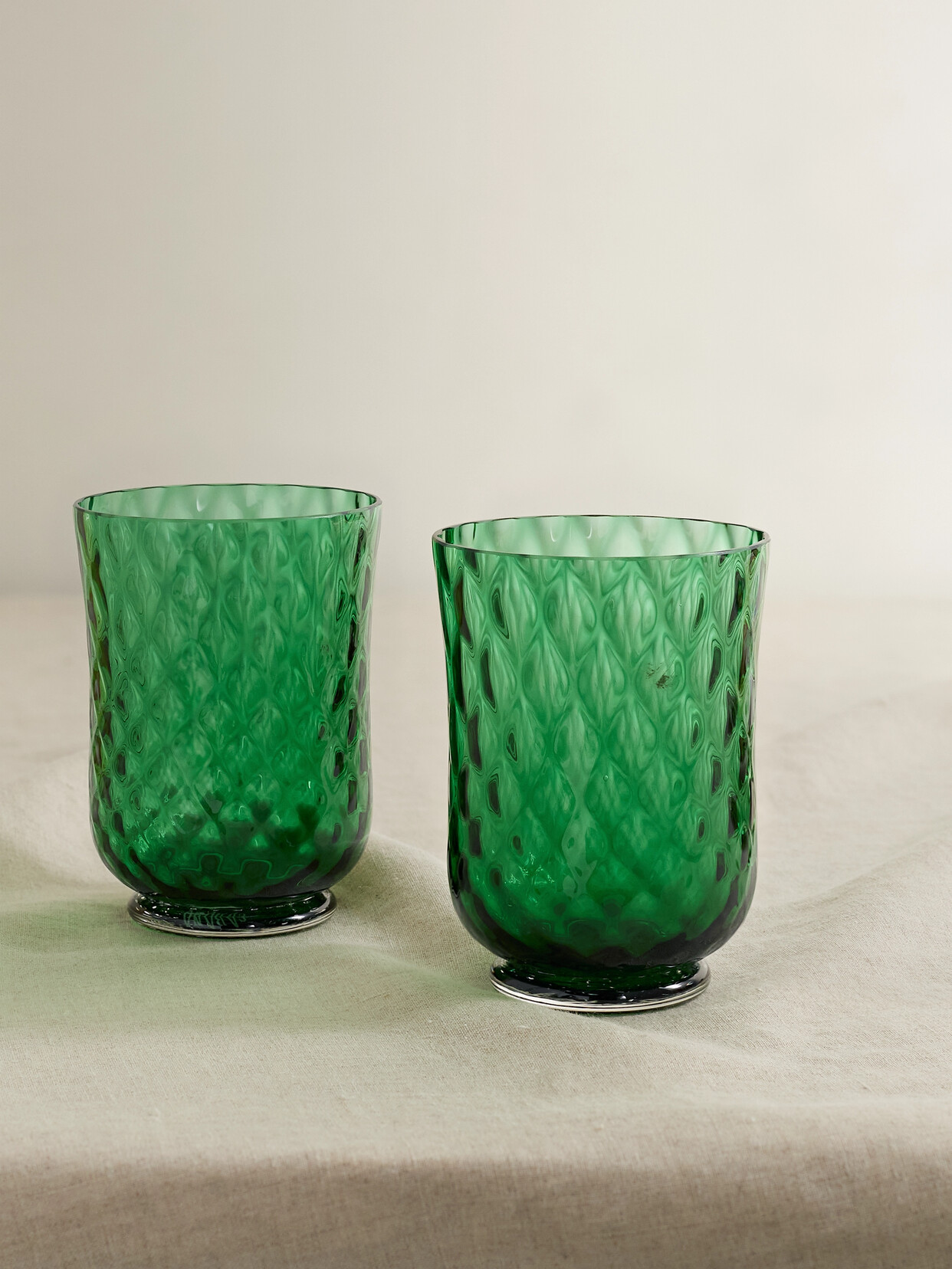 Cabana Balloton Set Of Two Water Glasses In Green