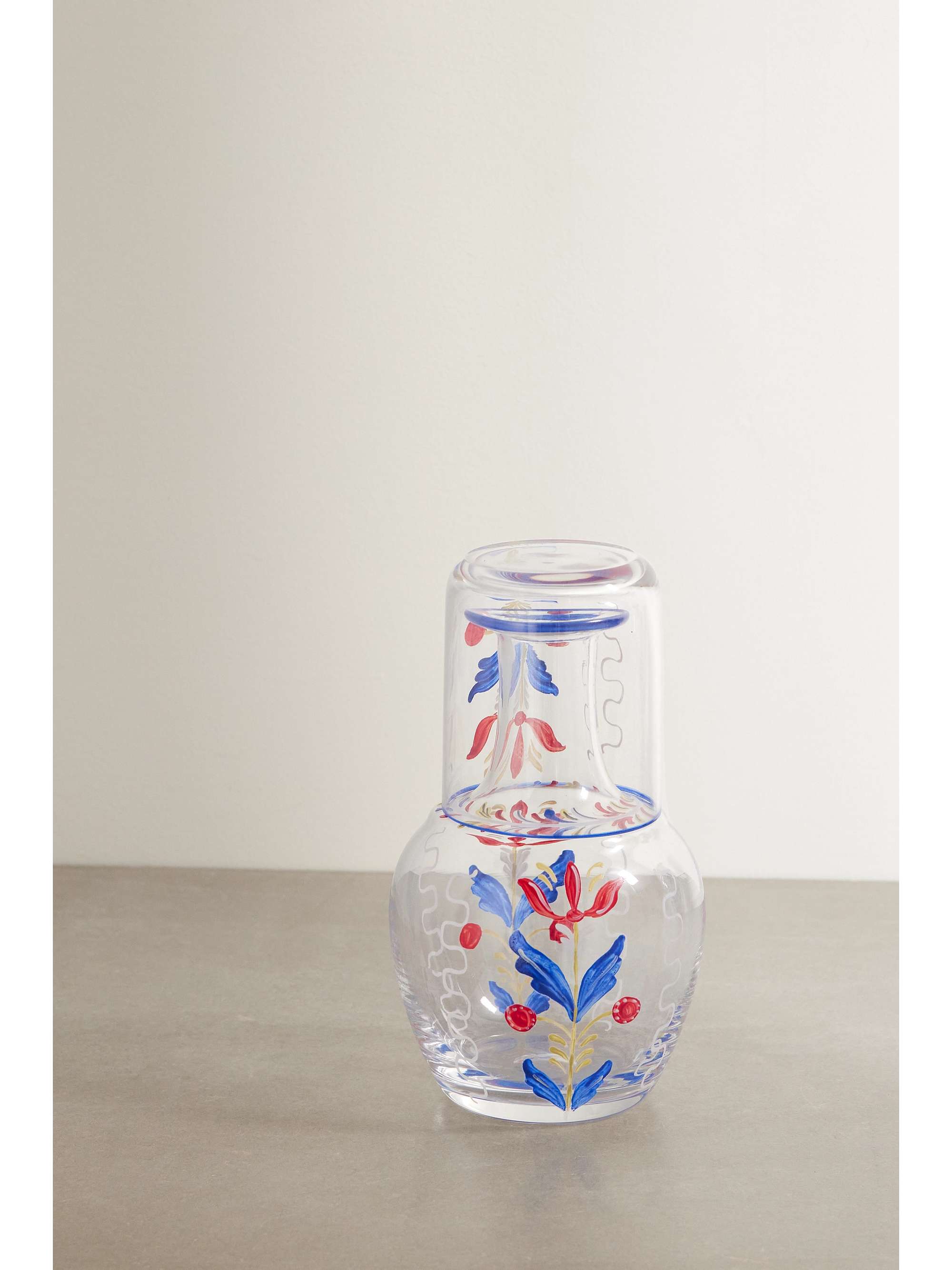 CABANA Bucaneve painted carafe and water glass set