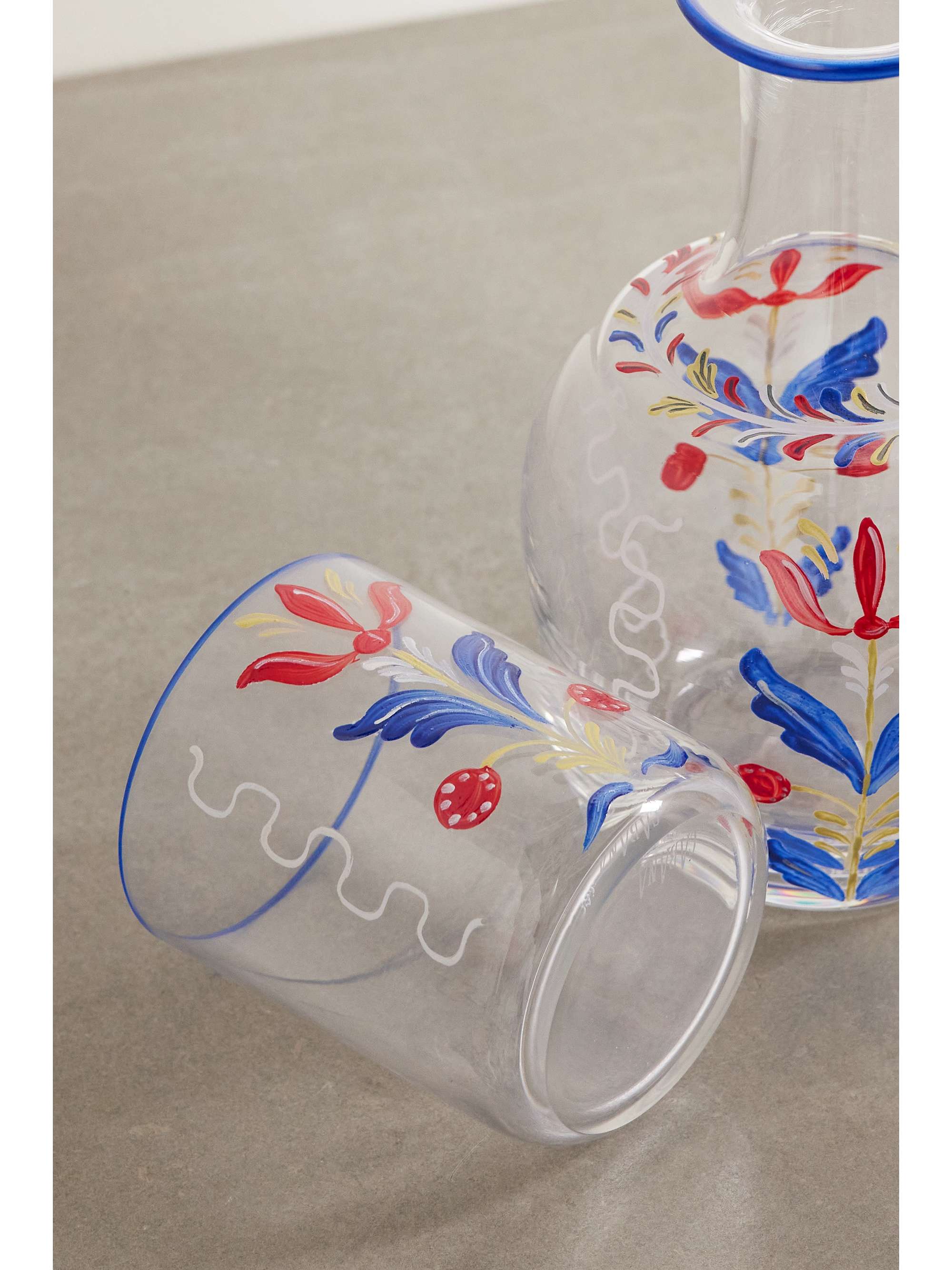 CABANA Bucaneve painted carafe and water glass set