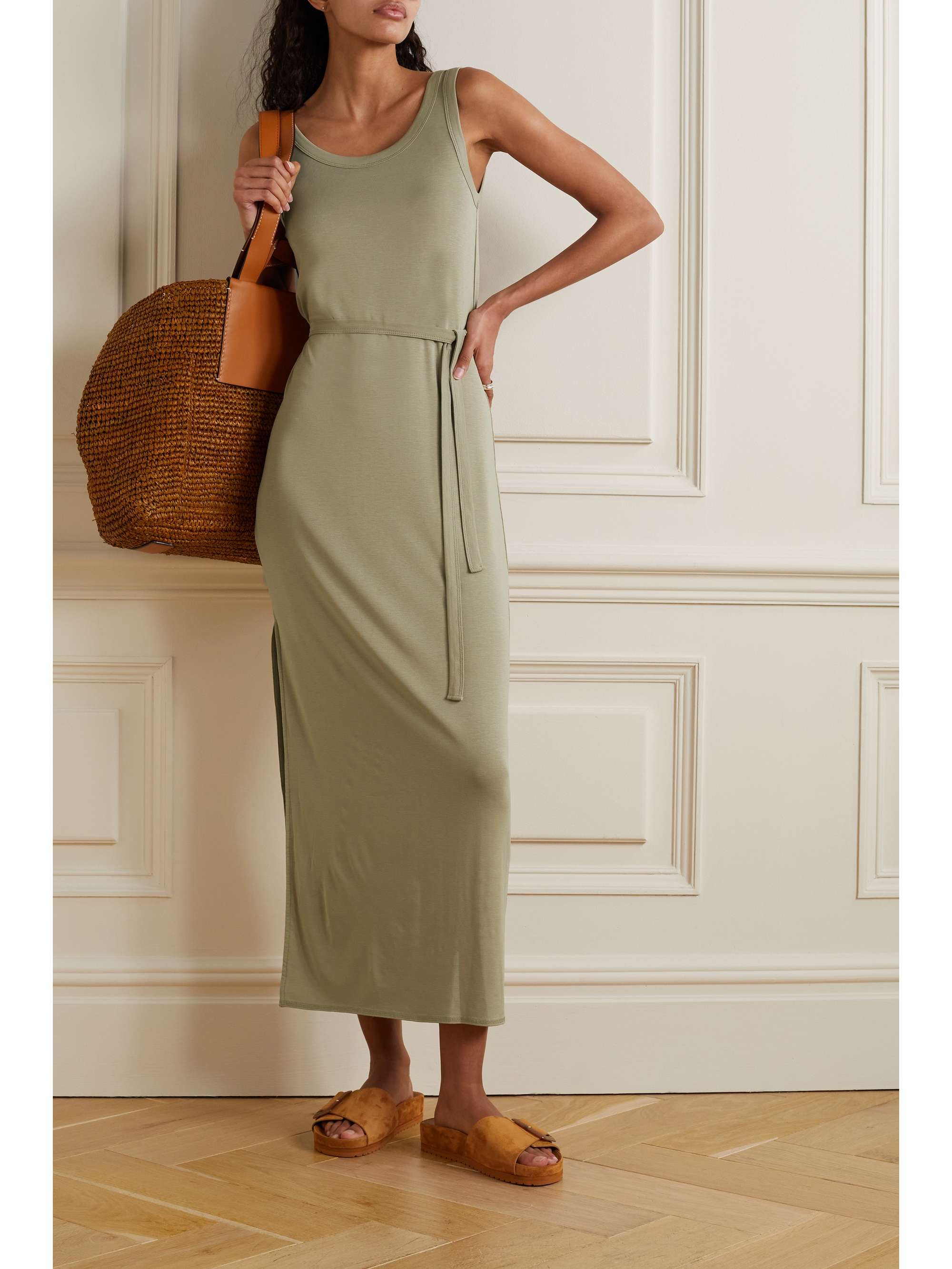 Tan Wren stretch-TENCEL Lyocell jersey 