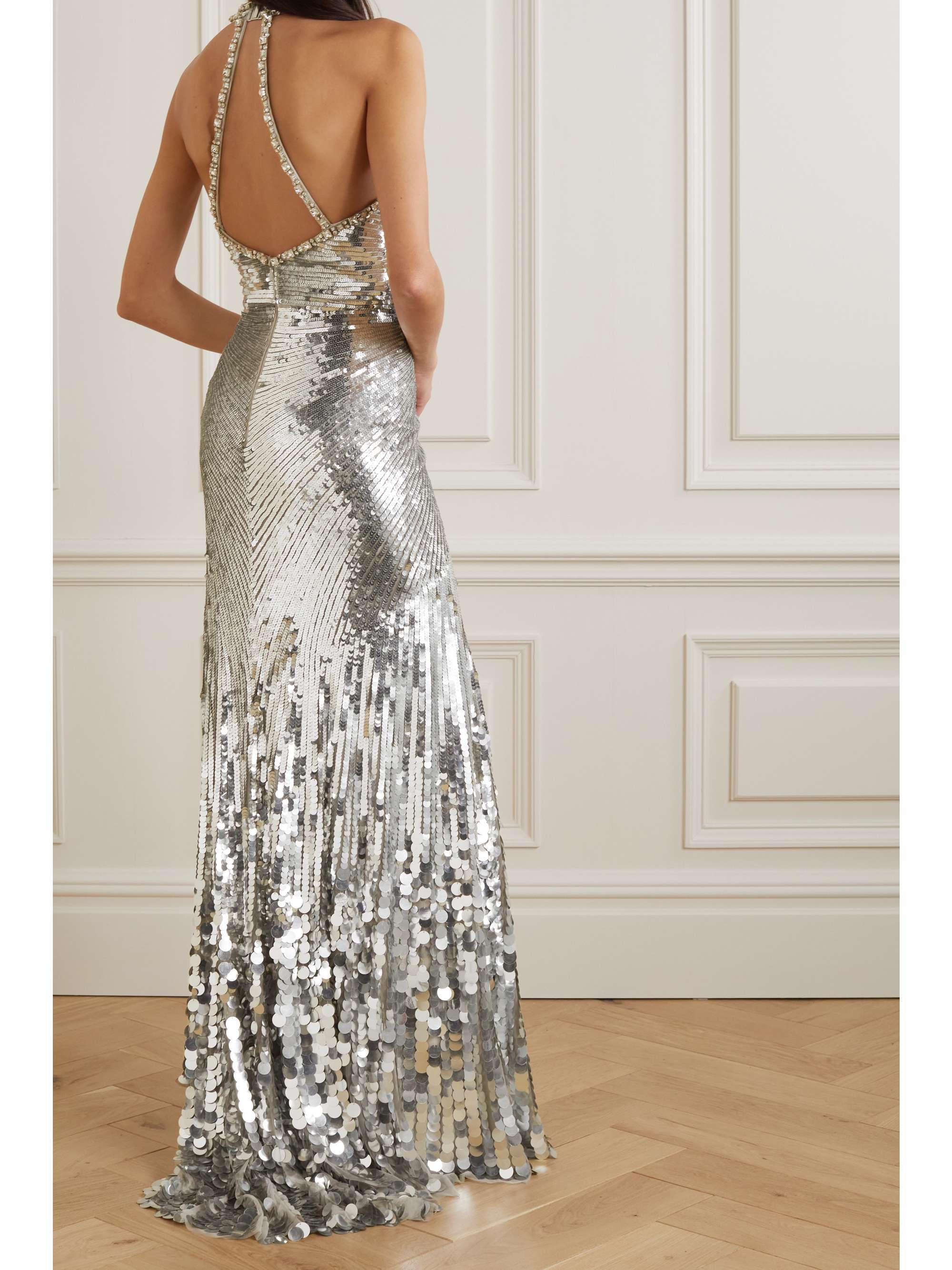 JENNY PACKHAM Mars embellished tulle halterneck gown