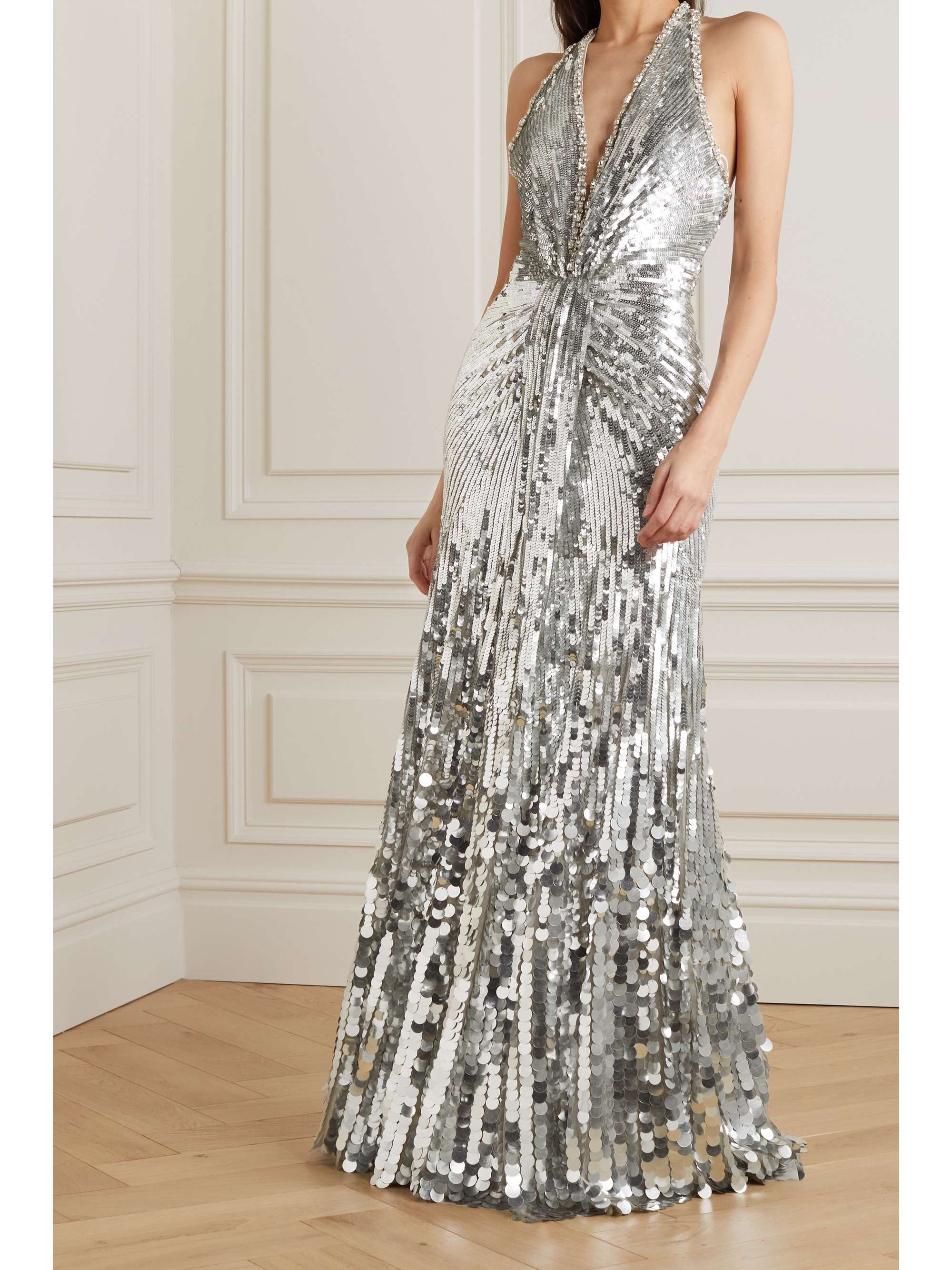 JENNY PACKHAM Mars embellished tulle halterneck gown