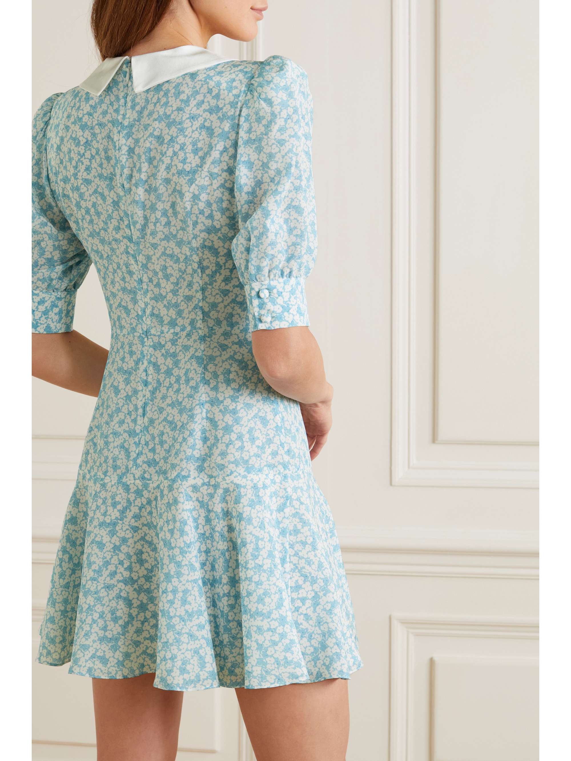 ALESSANDRA RICH Floral-print satin-trimmed silk mini dress