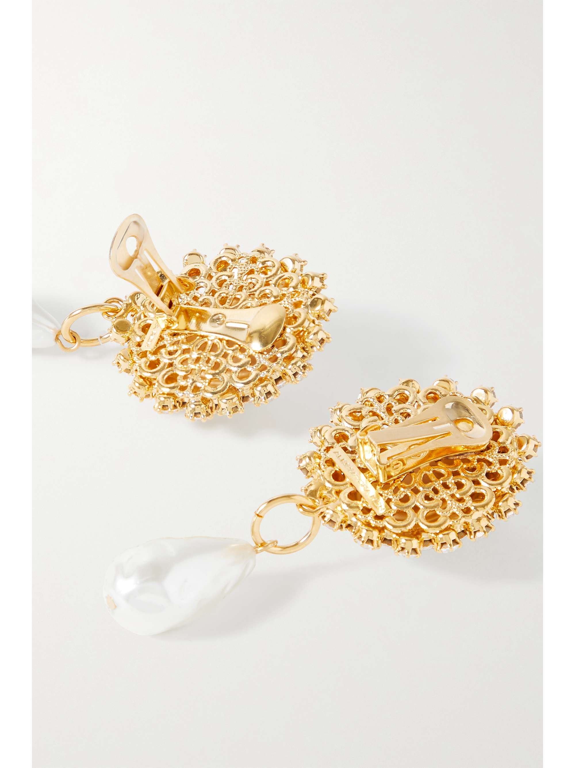 ALESSANDRA RICH Gold-tone, crystal and faux pearl clip earrings