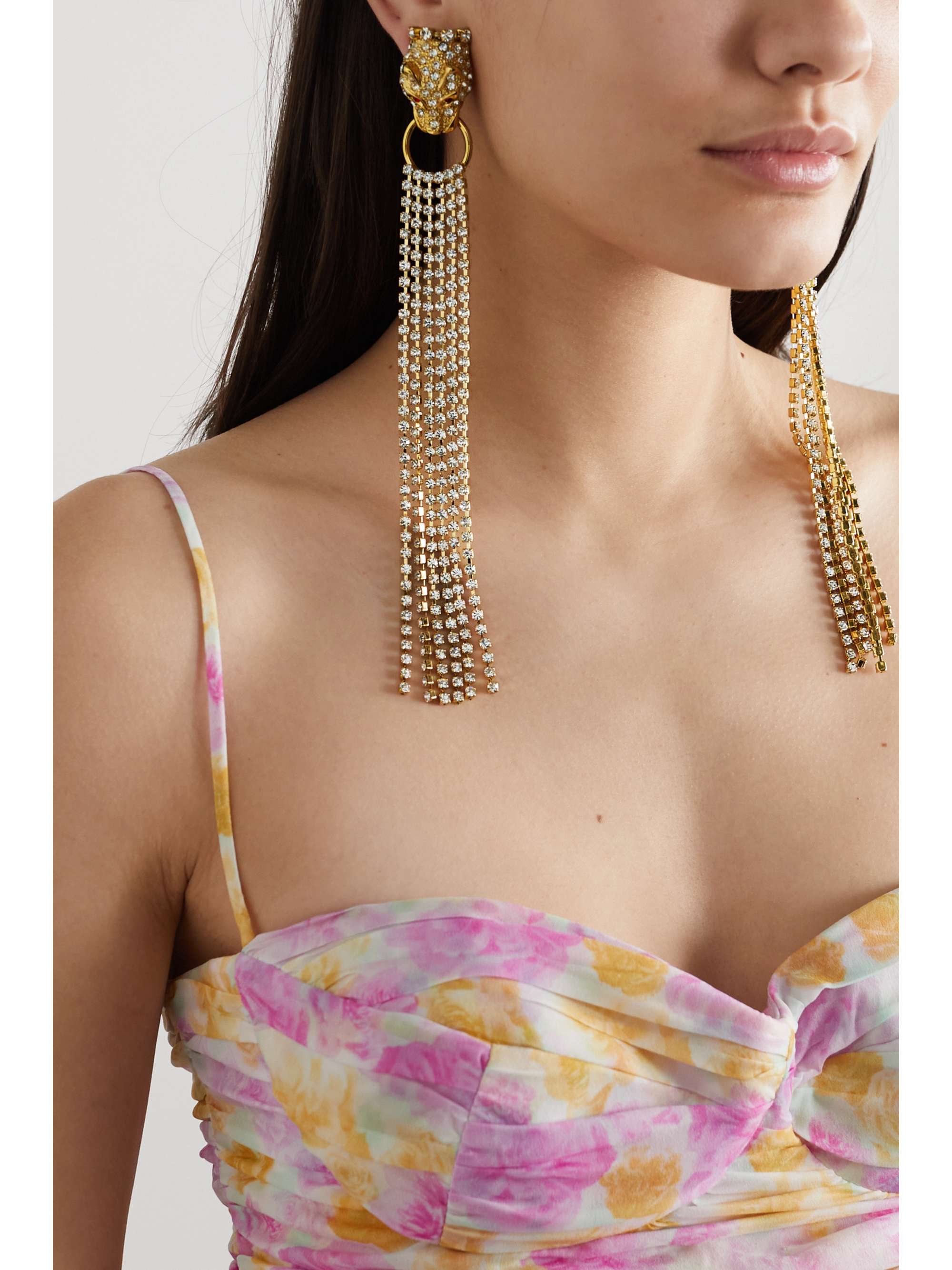 ALESSANDRA RICH Gold-tone crystal clip earrings