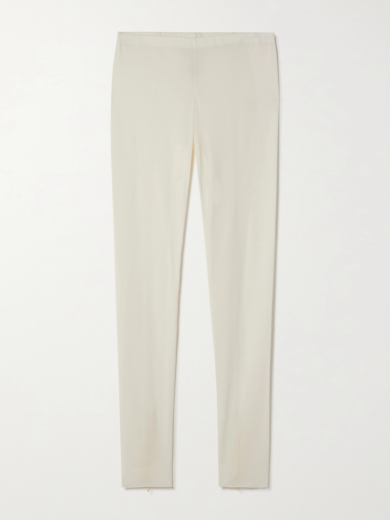 The Row Fraidy Stretch-silk Jersey Leggings In Natural White