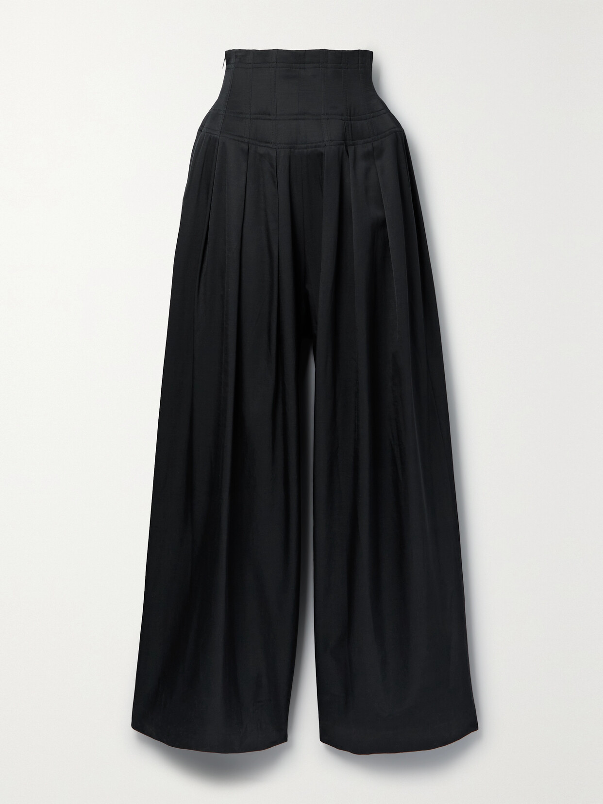 THE ROW TRUDE PLEATED SILK AND WOOL-BLEND WIDE-LEG PANTS