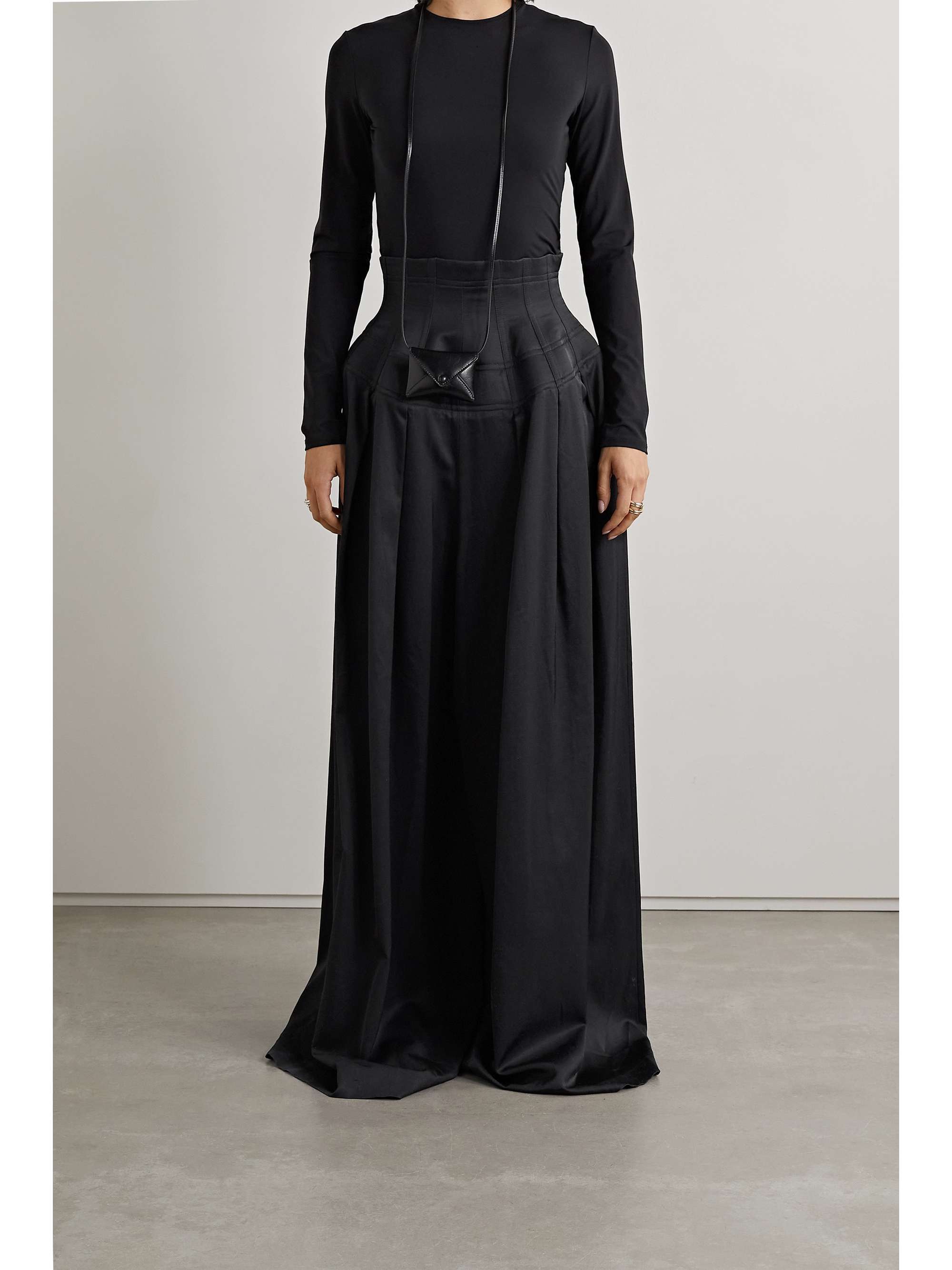 Black Trude pleated silk and wool-blend 