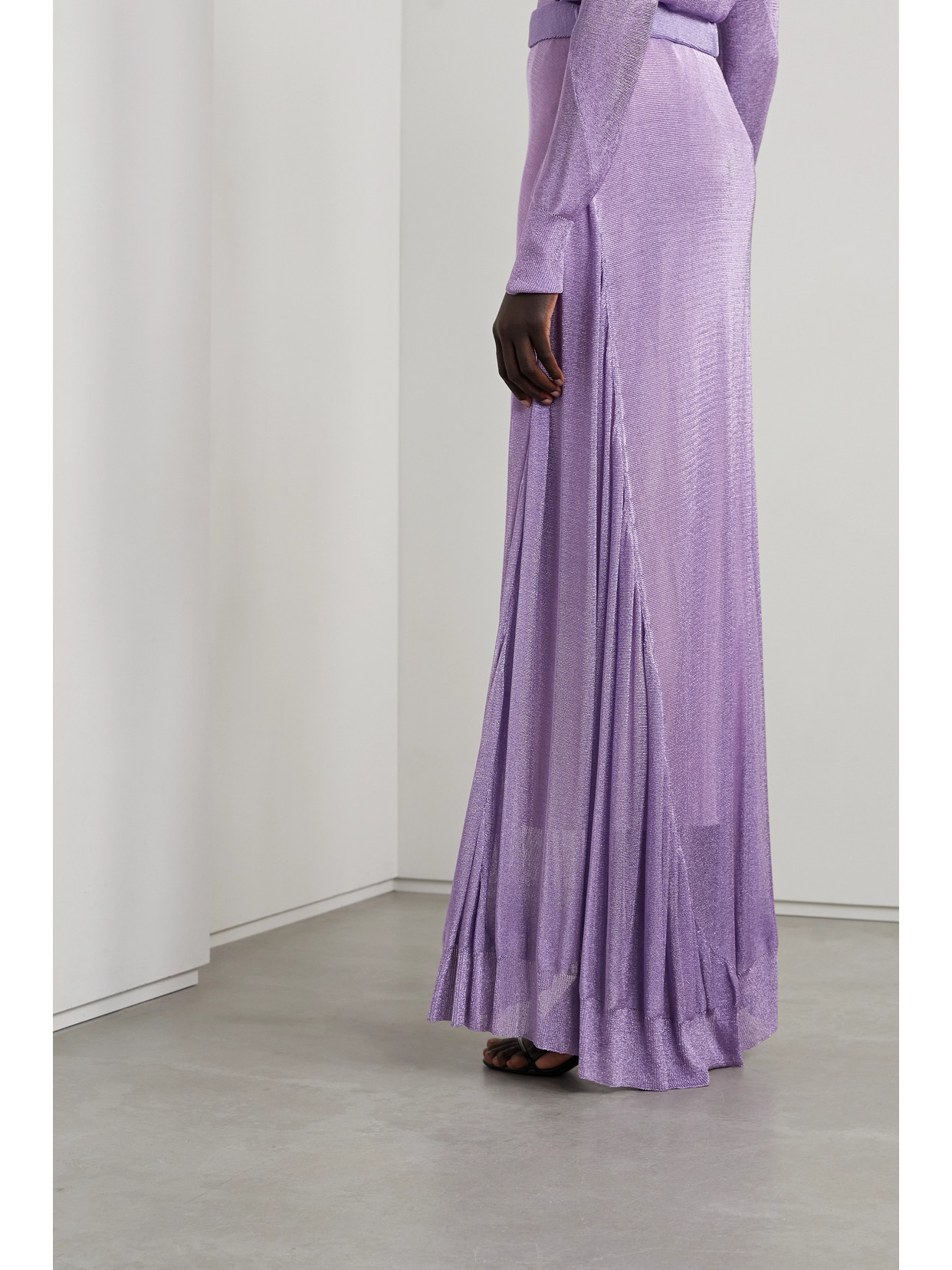 The Row Girela Open-knit Lurex Maxi Skirt In Purple