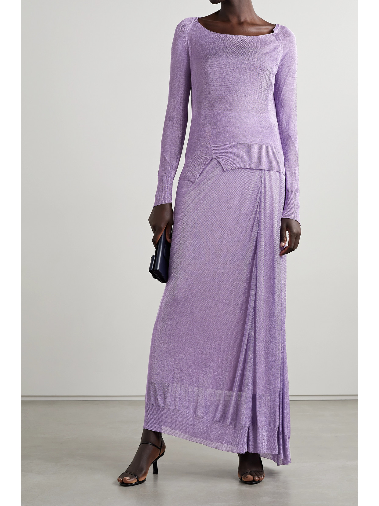 The Row Girela Open-knit Lurex Maxi Skirt In Purple