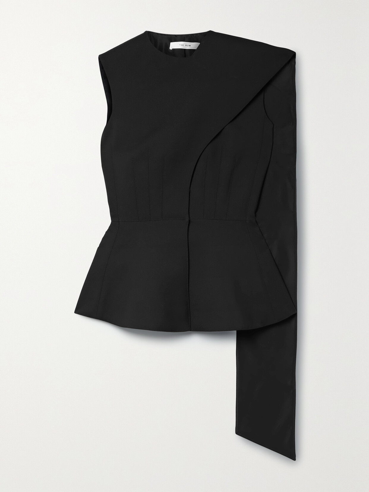 The Row Fayna Draped Woven Peplum Vest - Black