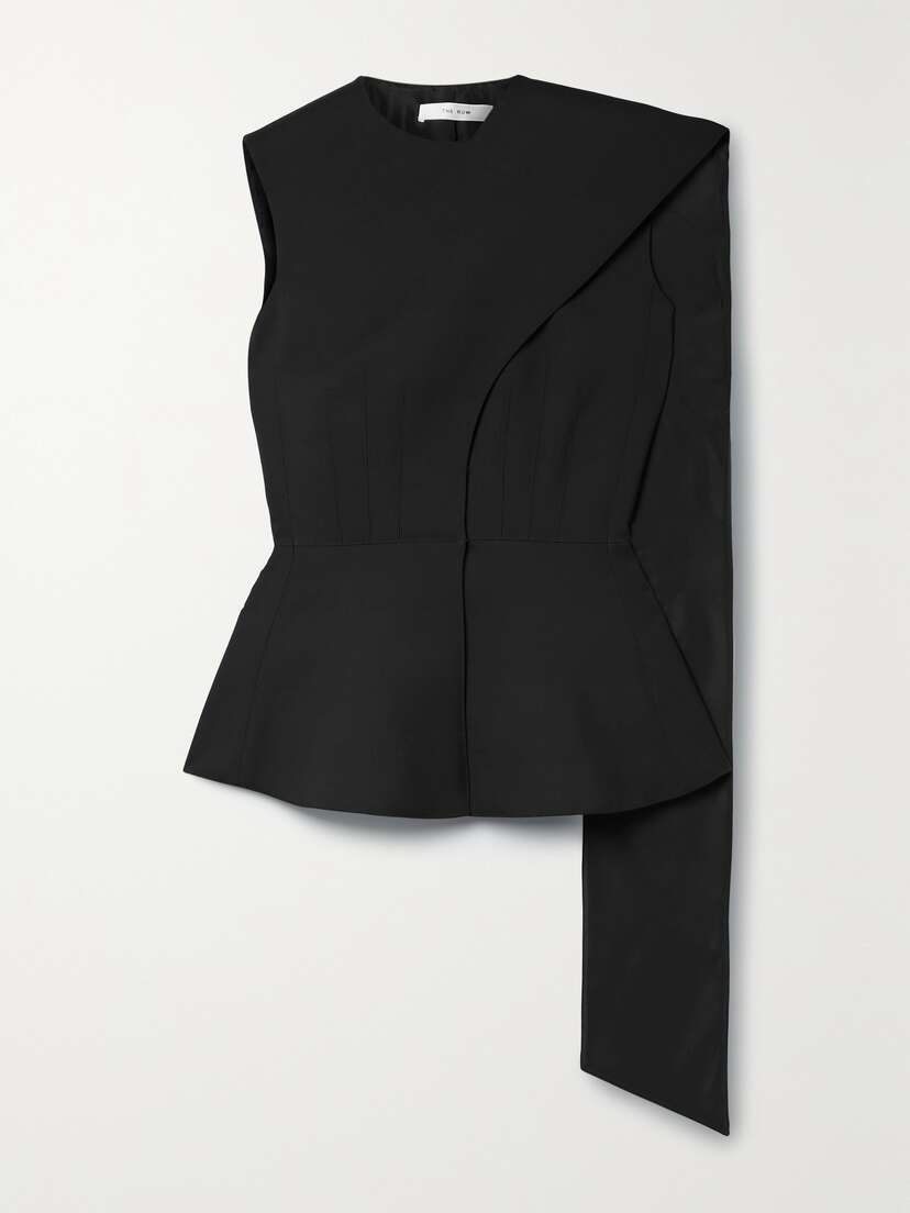 The Row Fayna Draped Woven Peplum Vest
