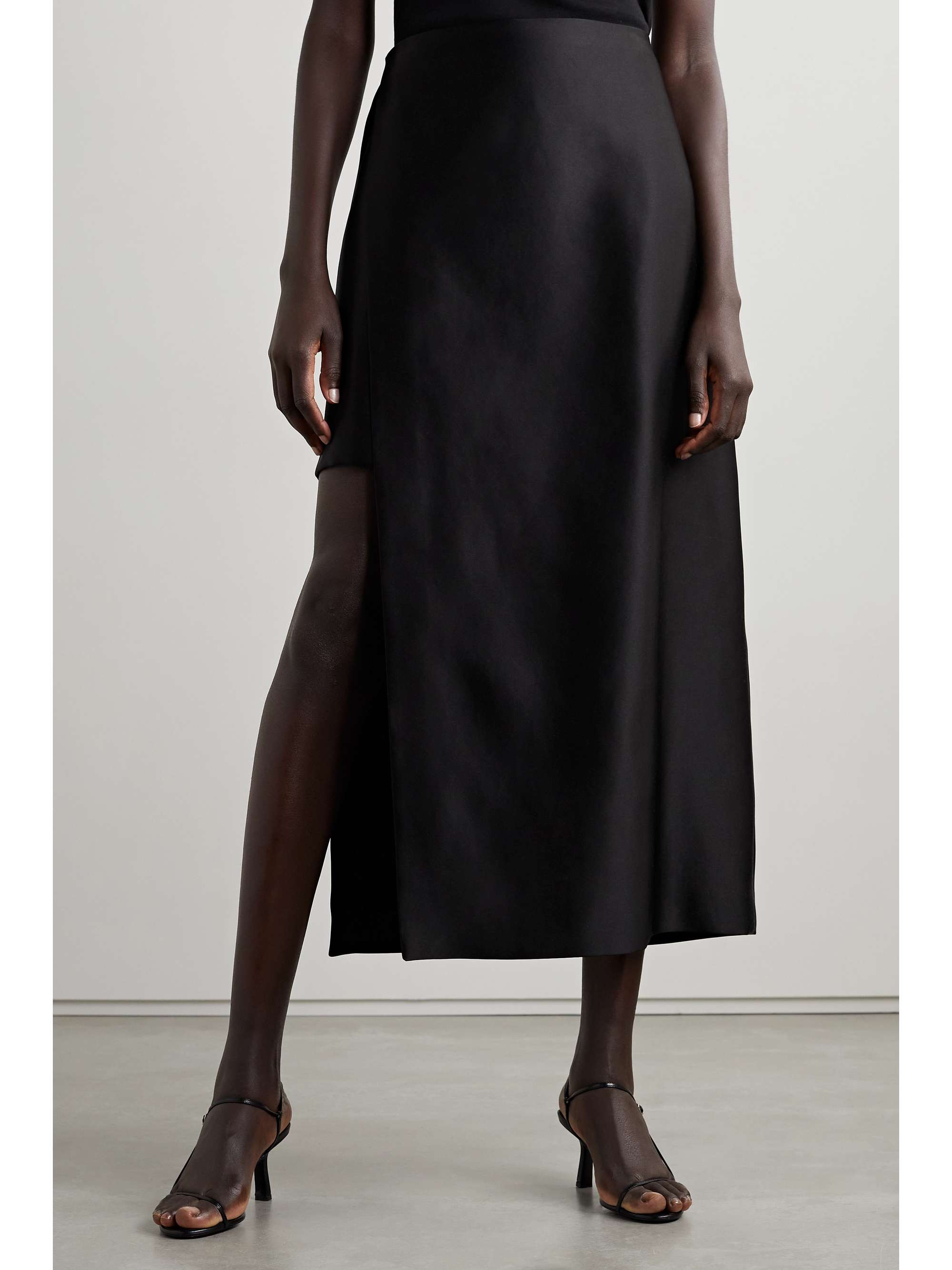 THE ROW Kanita layered silk-satin midi skirt