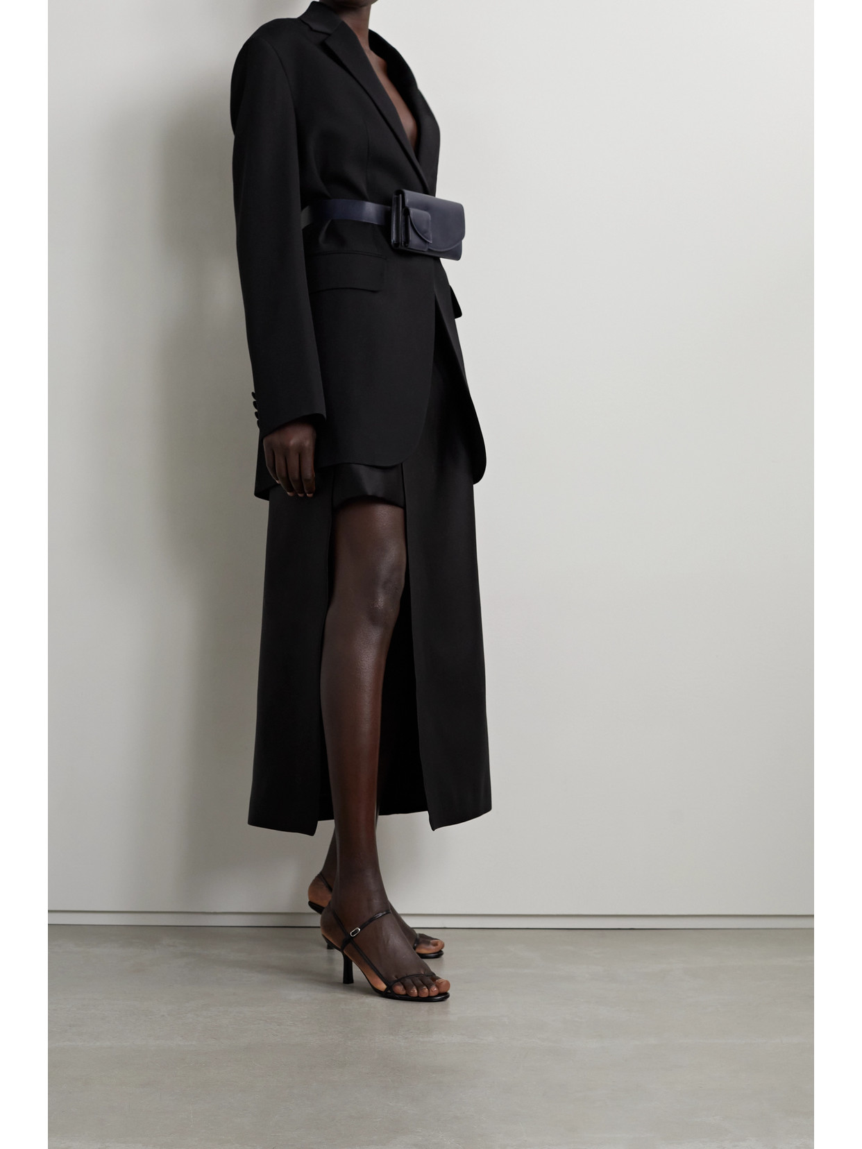 The Row Kanita Layered Silk-satin Midi Skirt In Black