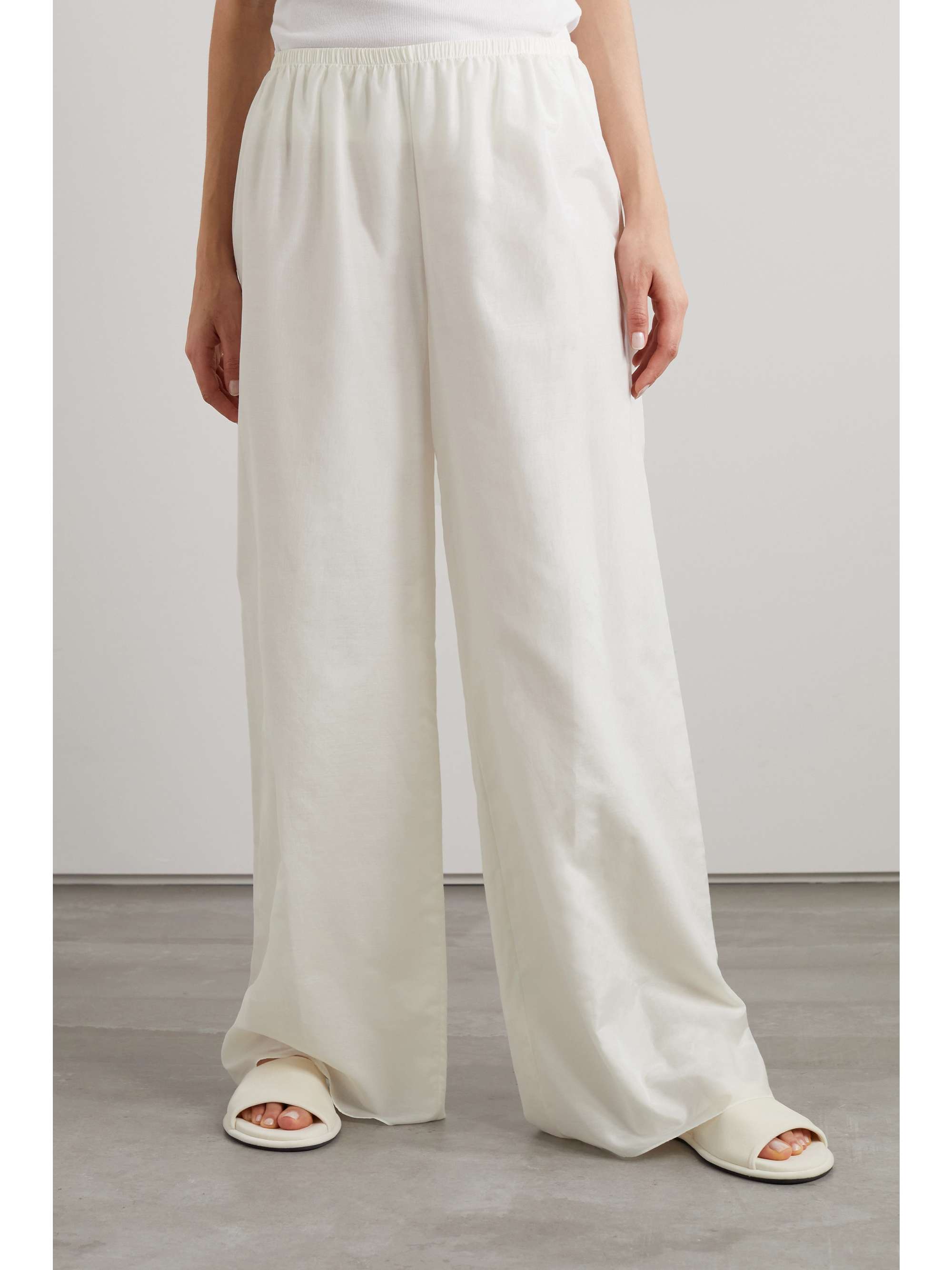 THE ROW Andres cotton and silk-blend poplin wide-leg pants