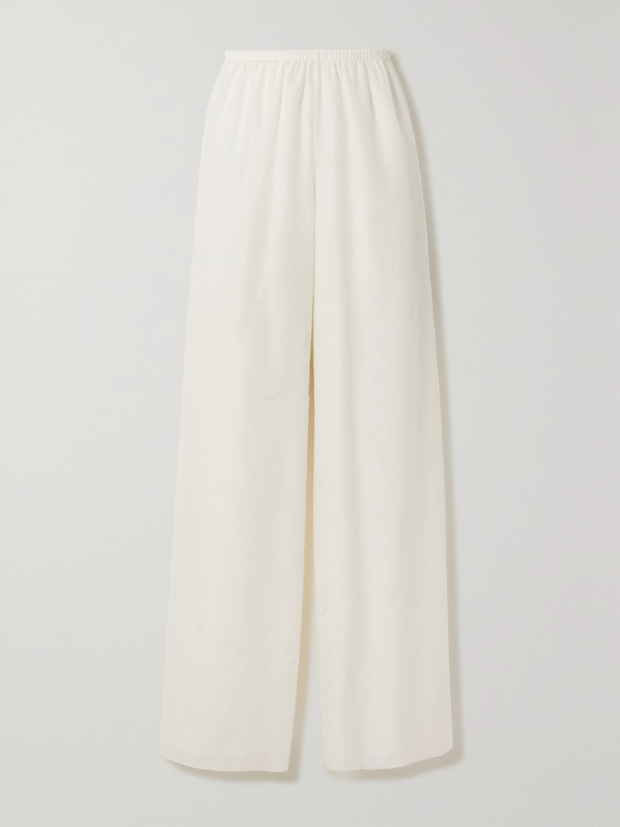 The Row Andres Cotton And Silk-blend Poplin Wide-leg Pants In White