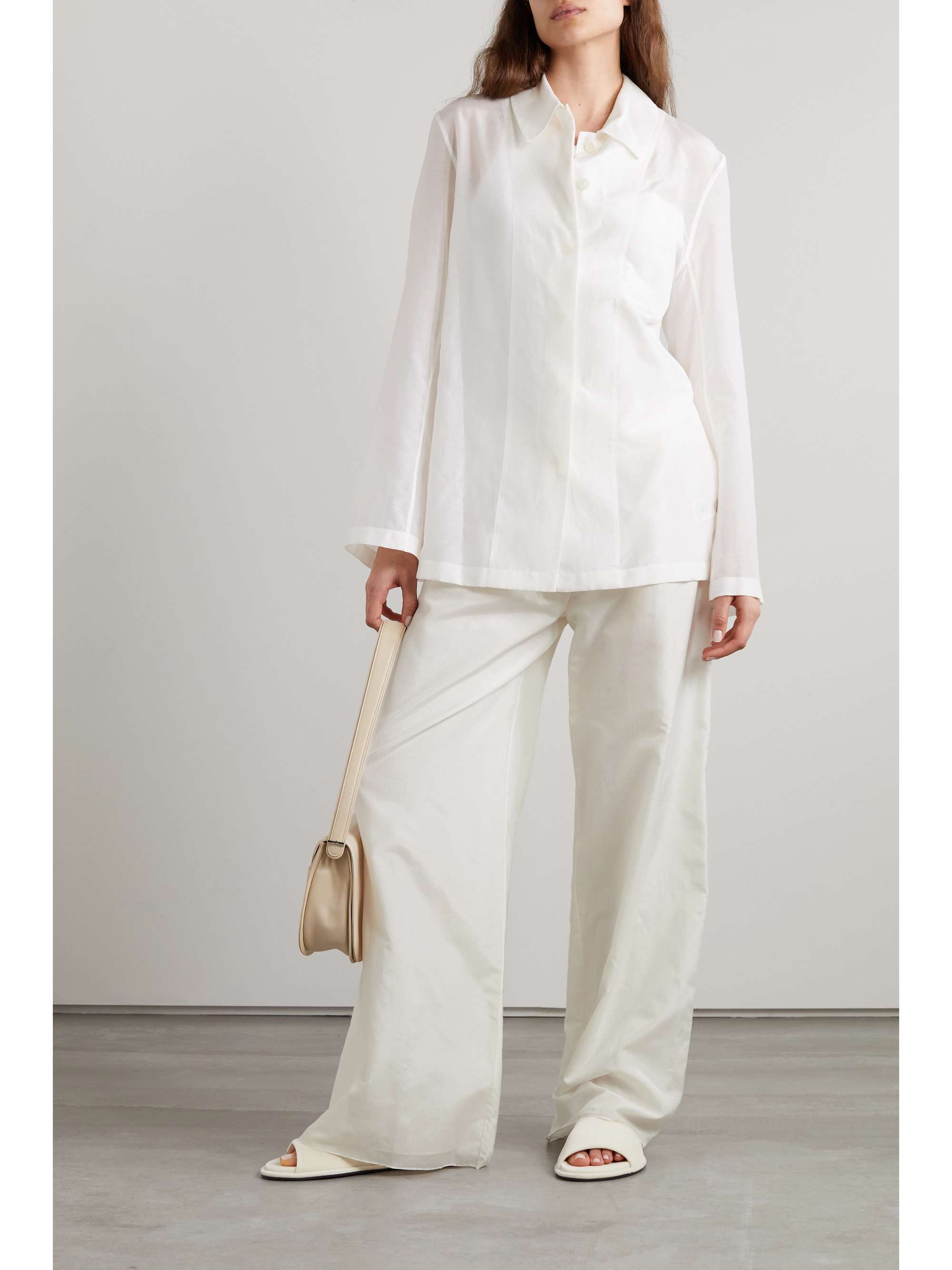 THE ROW Andres cotton and silk-blend poplin wide-leg pants