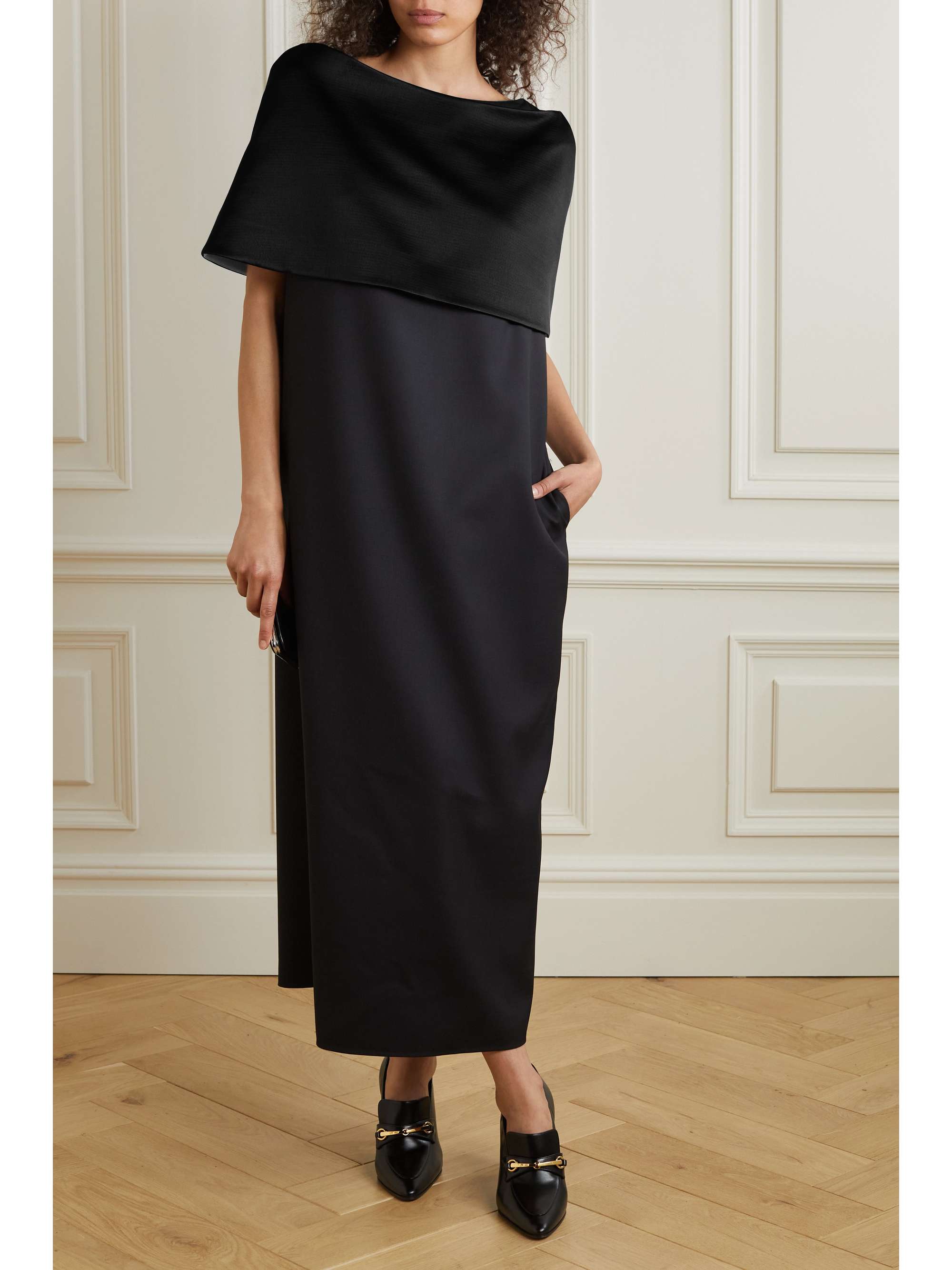 THE ROW Mabel hammered wool and silk-blend satin cape