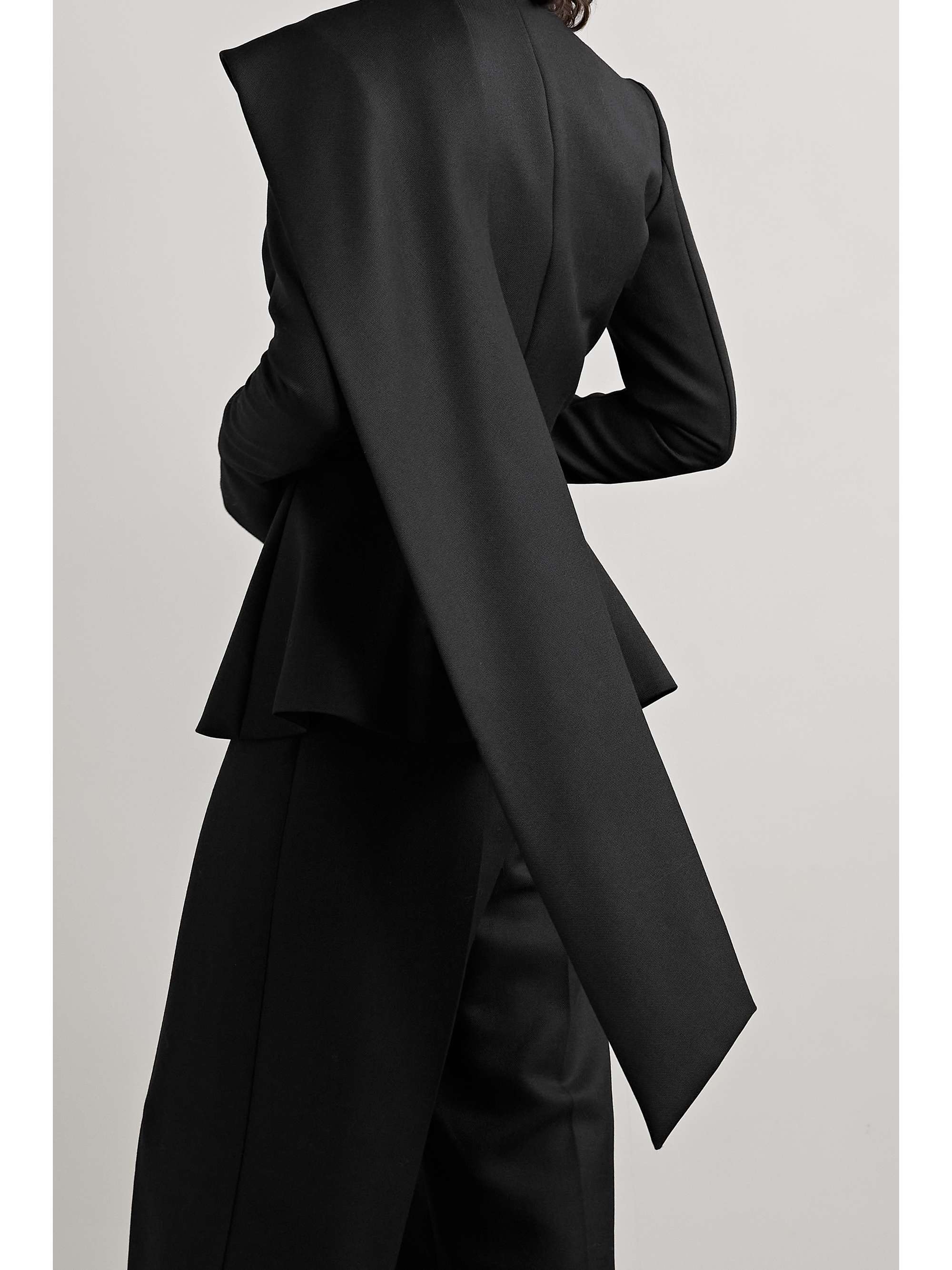 THE ROW Faye draped satin-trimmed wool and mohair-blend peplum blazer