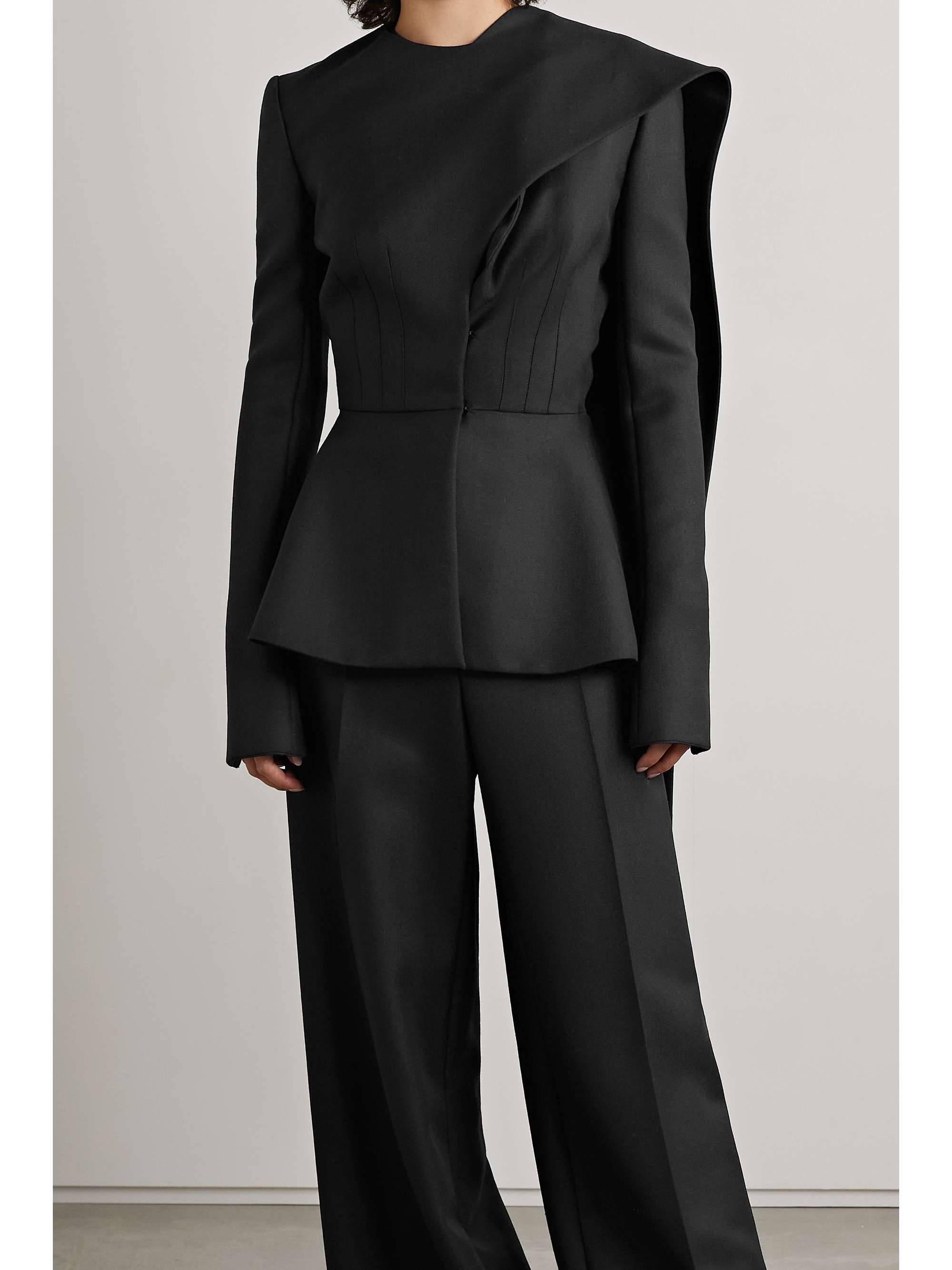 THE ROW Faye draped satin-trimmed wool and mohair-blend peplum blazer