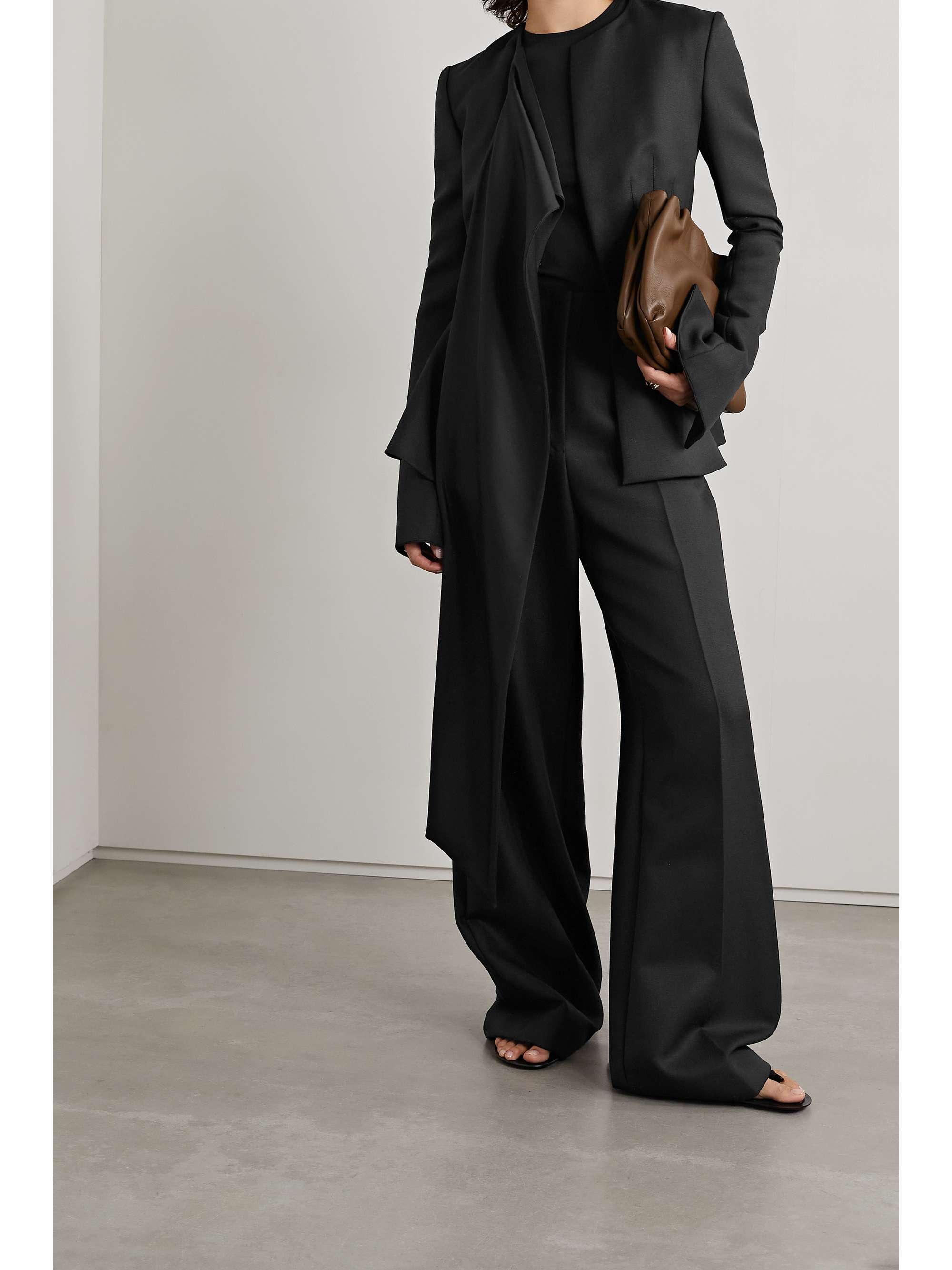 THE ROW Faye draped satin-trimmed wool and mohair-blend peplum blazer