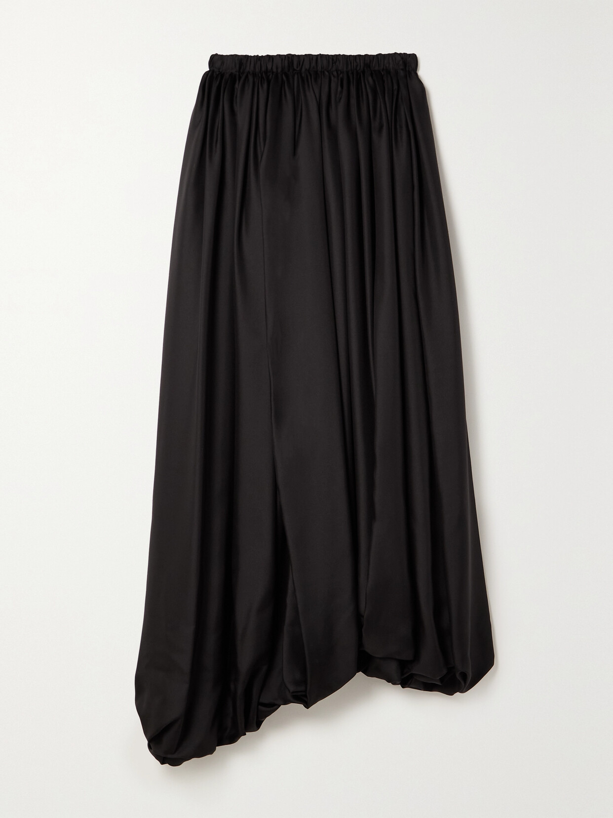 The Row Hana Asymmetric Pleated Silk-twill Maxi Skirt - Black
