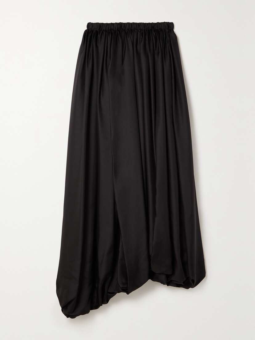 The Row Hana Asymmetric Pleated Silk-twill Maxi Skirt - x large