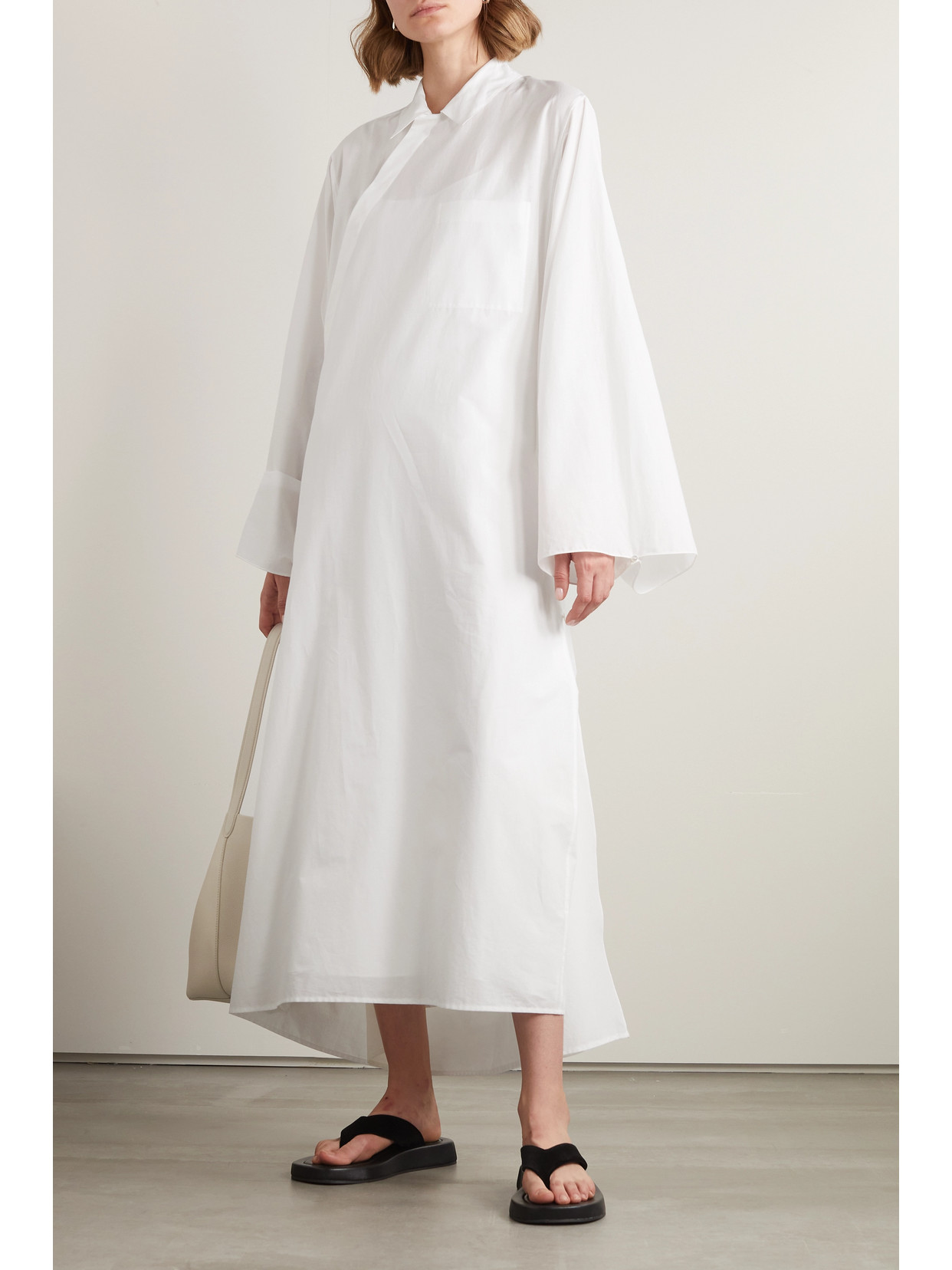 Shop The Row Numa Wrap-effect Cotton-poplin Maxi Dress In Ivory