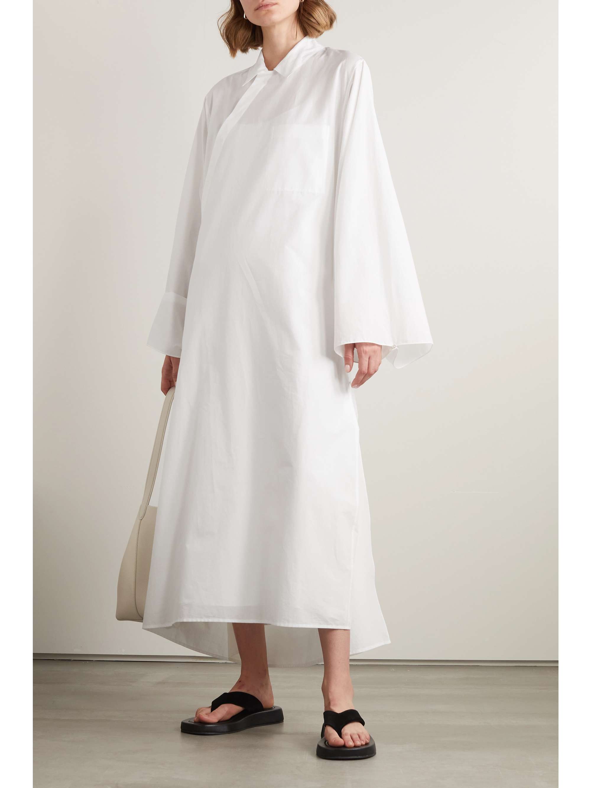 THE ROW Numa asymmetric wrap-effect cotton-poplin dress