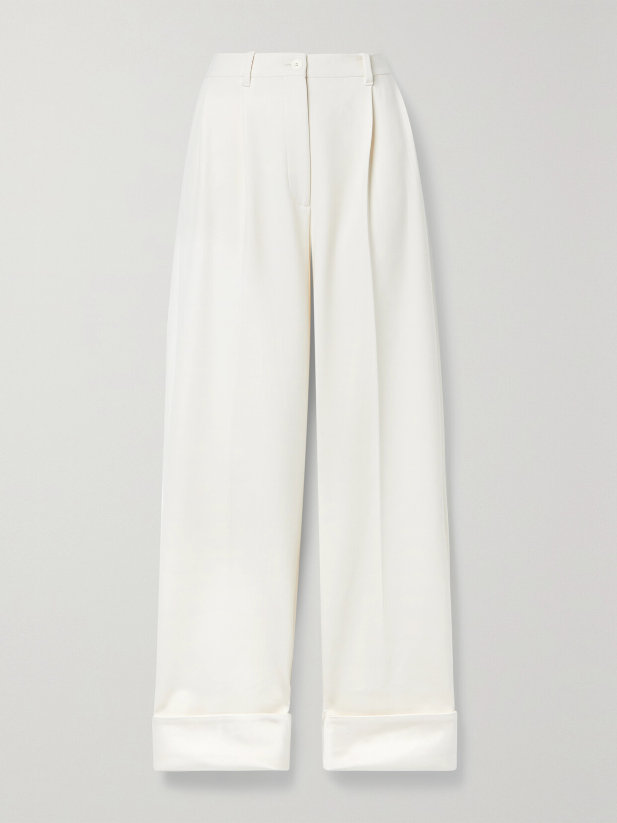 Shop The Row Cassandro Pleated Stretch-wool Tapered Pants In White