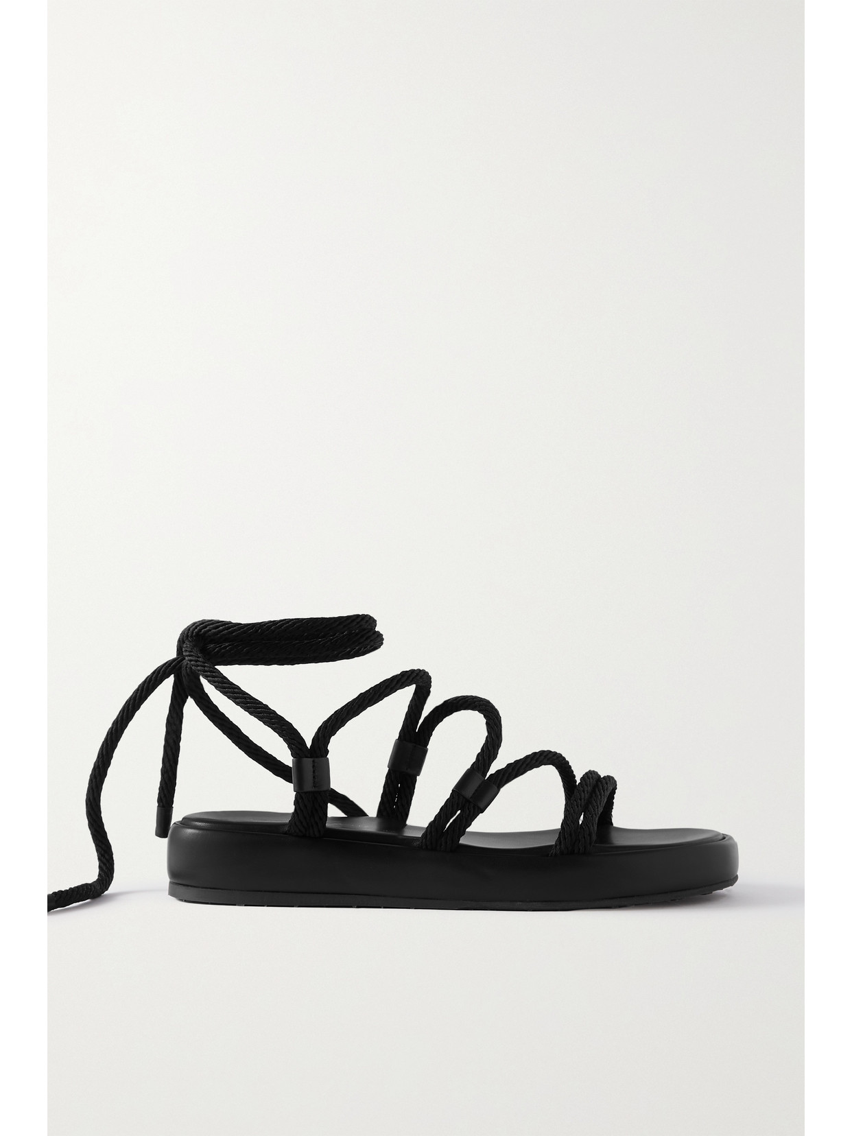 GIANVITO ROSSI LACE-UP LEATHER-TRIMMED ROPE SANDALS