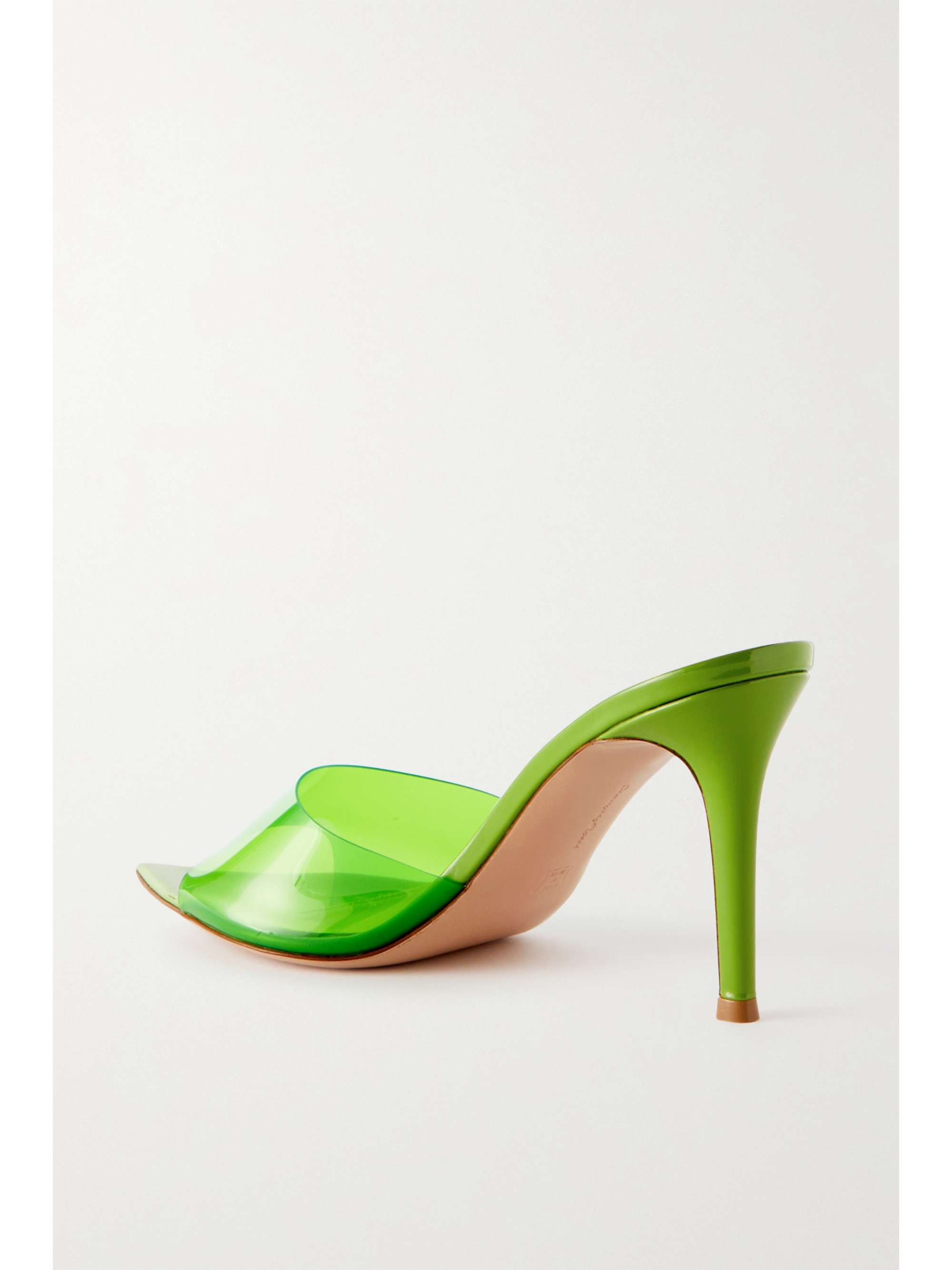 Green Elle 85 patentleather and PVC mules GIANVITO