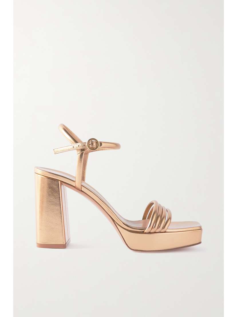 Gianvito Rossi Lena 90 Metallic Leather Platform Sandals