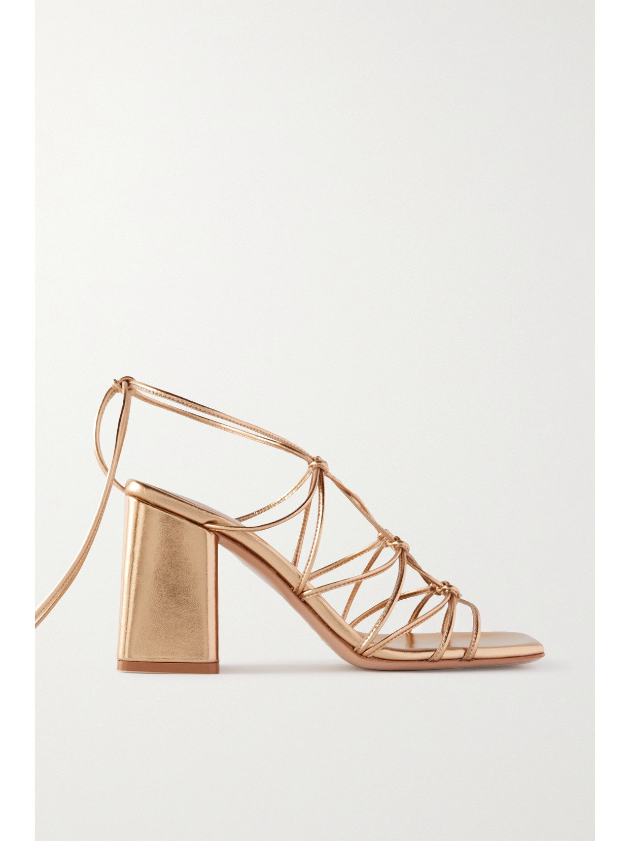 GIANVITO ROSSI MINAS 85 METALLIC LEATHER SANDALS