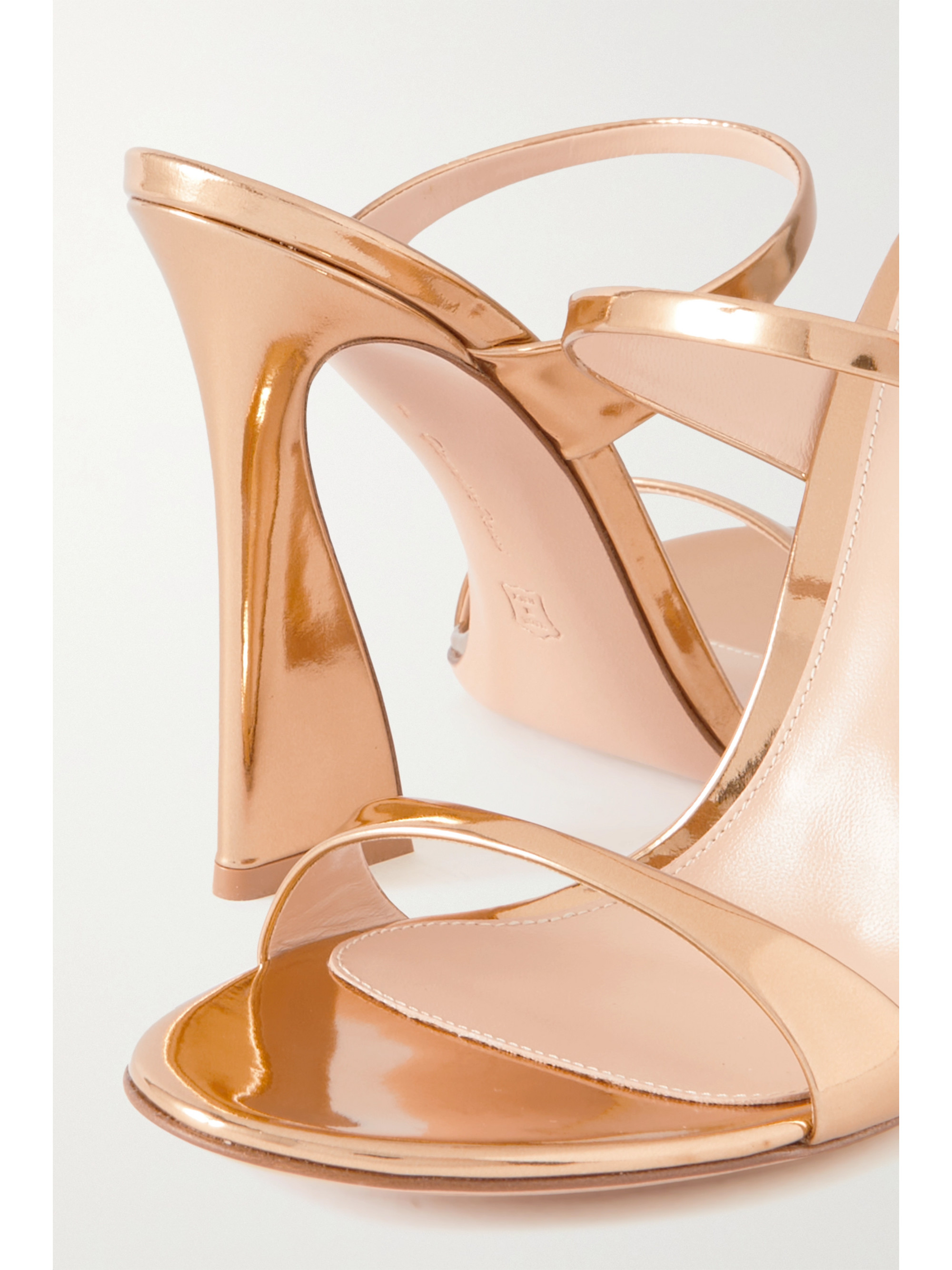 GIANVITO ROSSI Aura 105 metallic leather mules