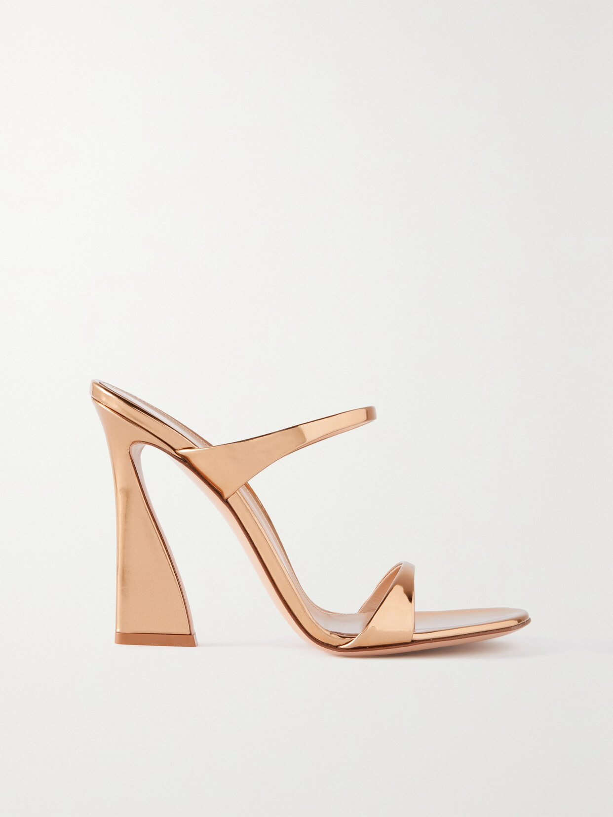Gianvito Rossi Aura Metallic-leather High-heel Mules In Gold