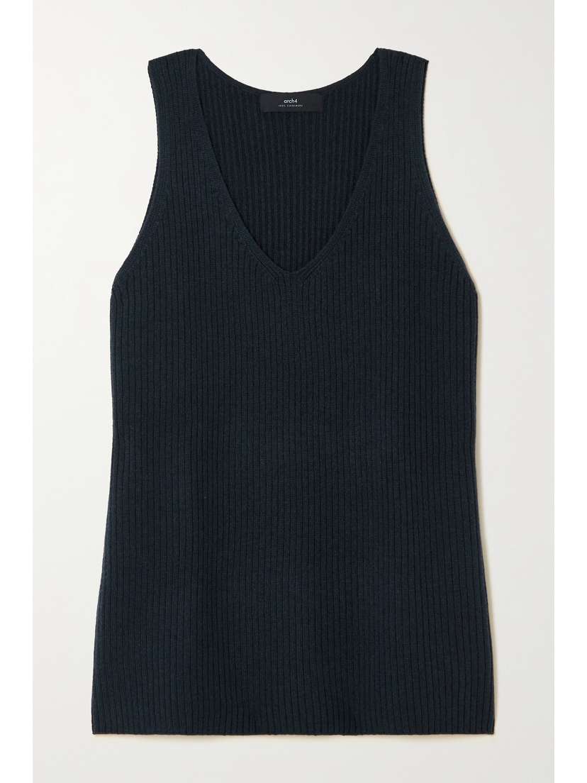 Arch4 Sienna Organic Ribbed Cashmere Tank - x large