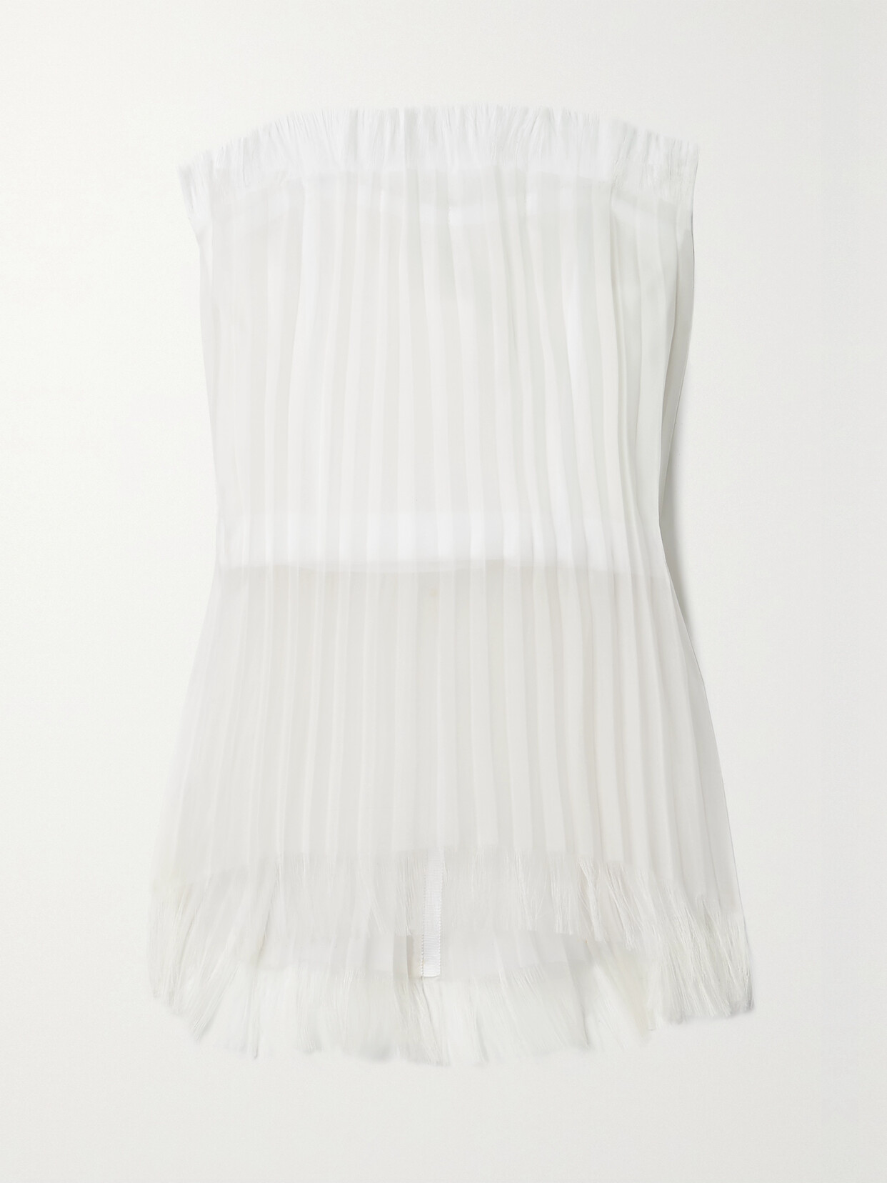 Interior The Briony Strapless Pleated Layered Silk-organza And Mesh Top - Ecru