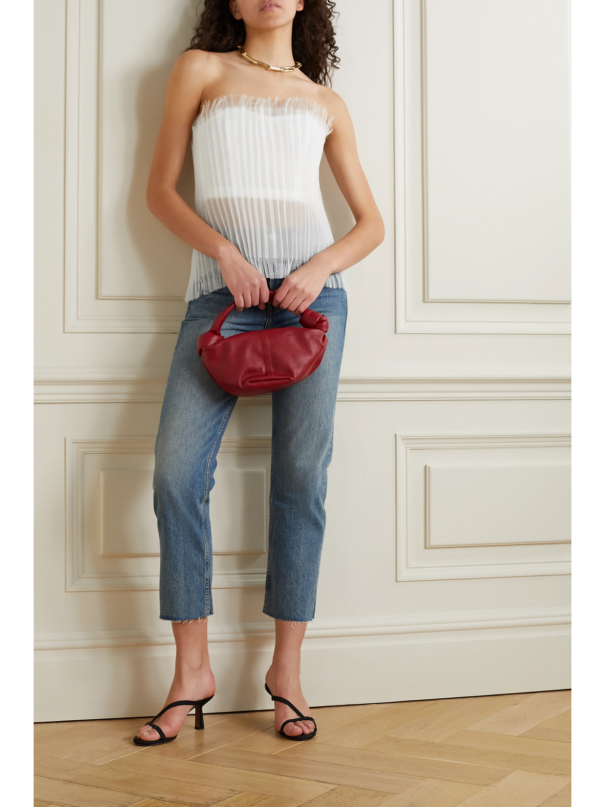 The Briony Strapless Pleated Layered Silk-Organza And Top