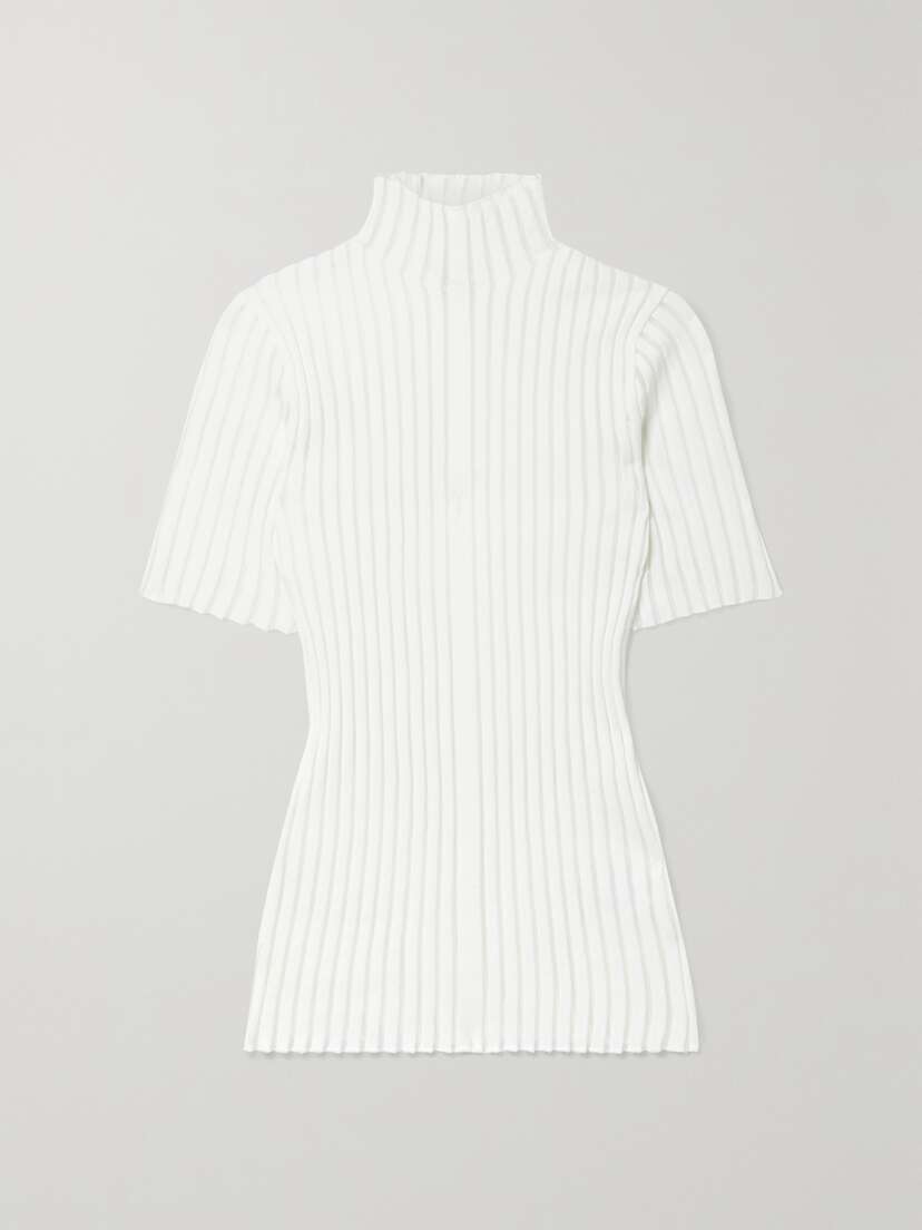 Interior The Ridley Tulle-trimmed Cotton-blend Turtleneck Top - x large