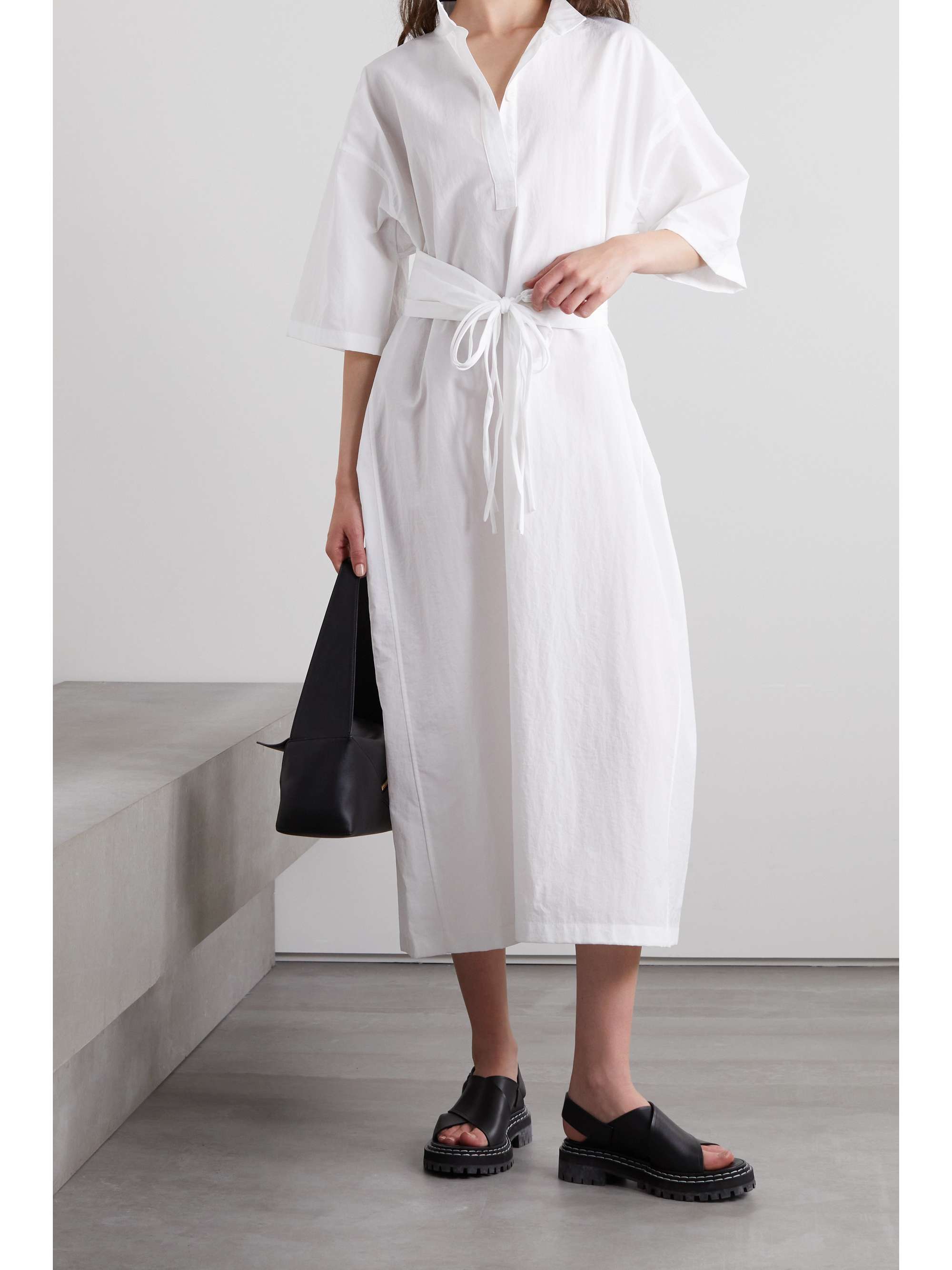 LE 17 SEPTEMBRE Belted shell midi shirt dress NETAPORTER