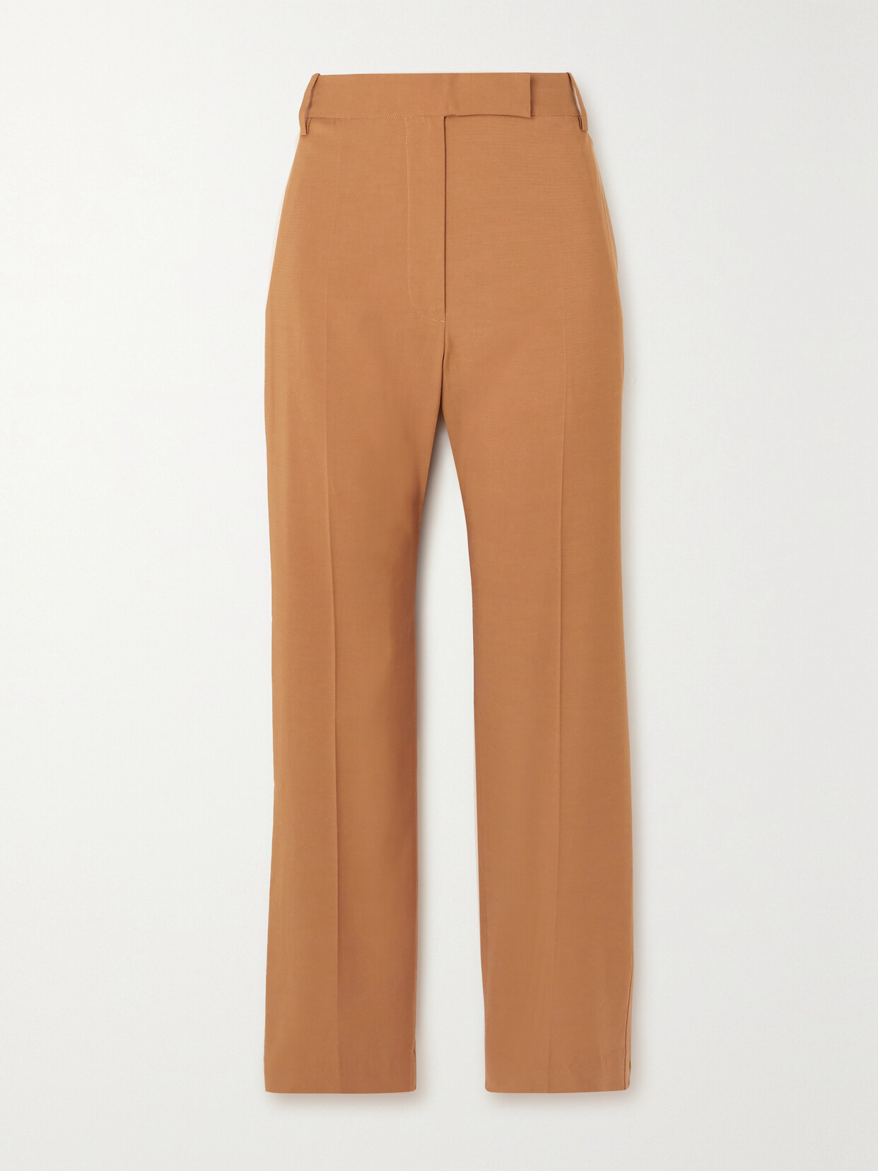 Oroton Pleated Crepe Wide-leg Pants In Brown