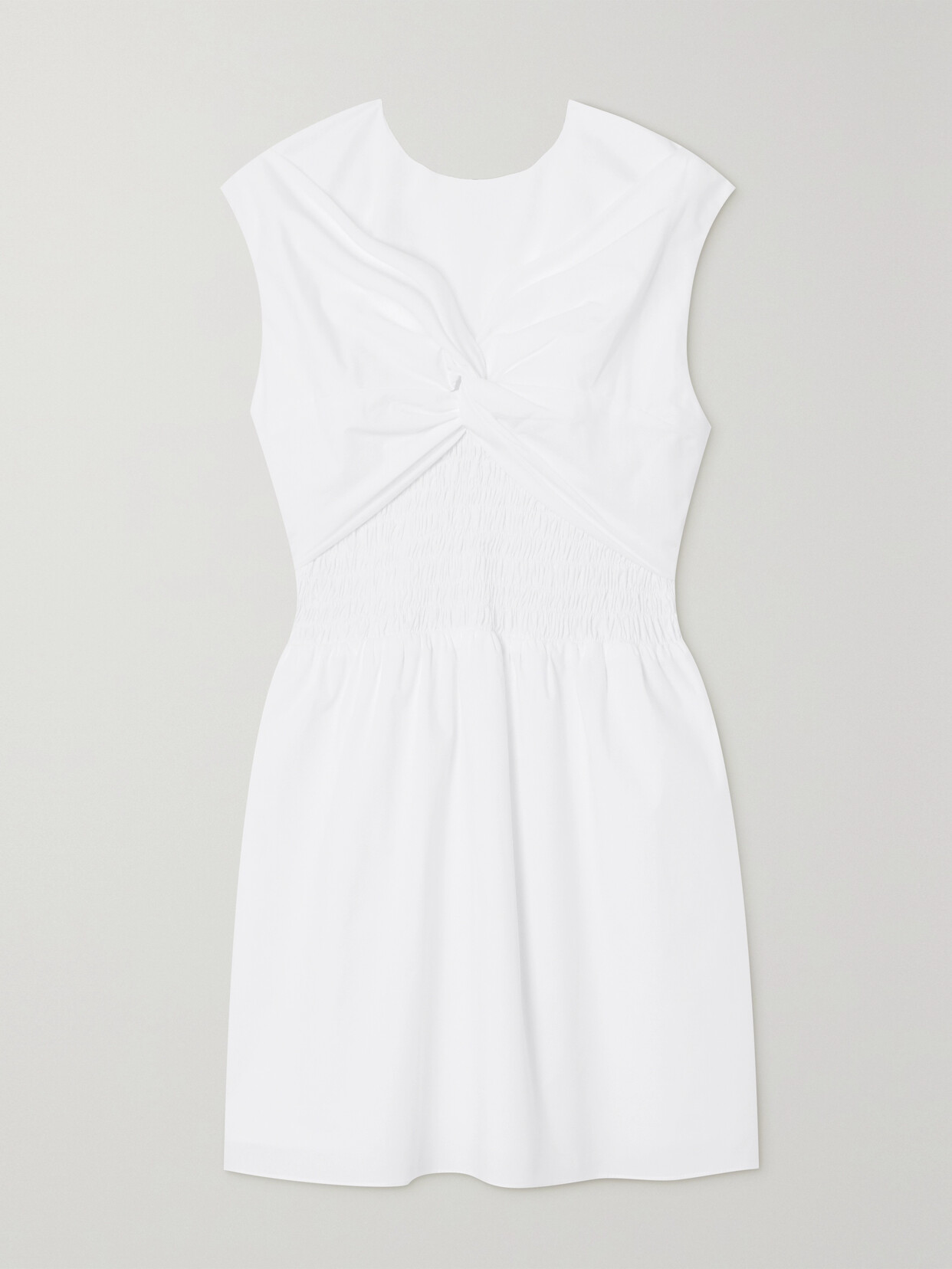 TOVE - Iona Twisted Smocked Organic Cotton-poplin Mini Dress - White