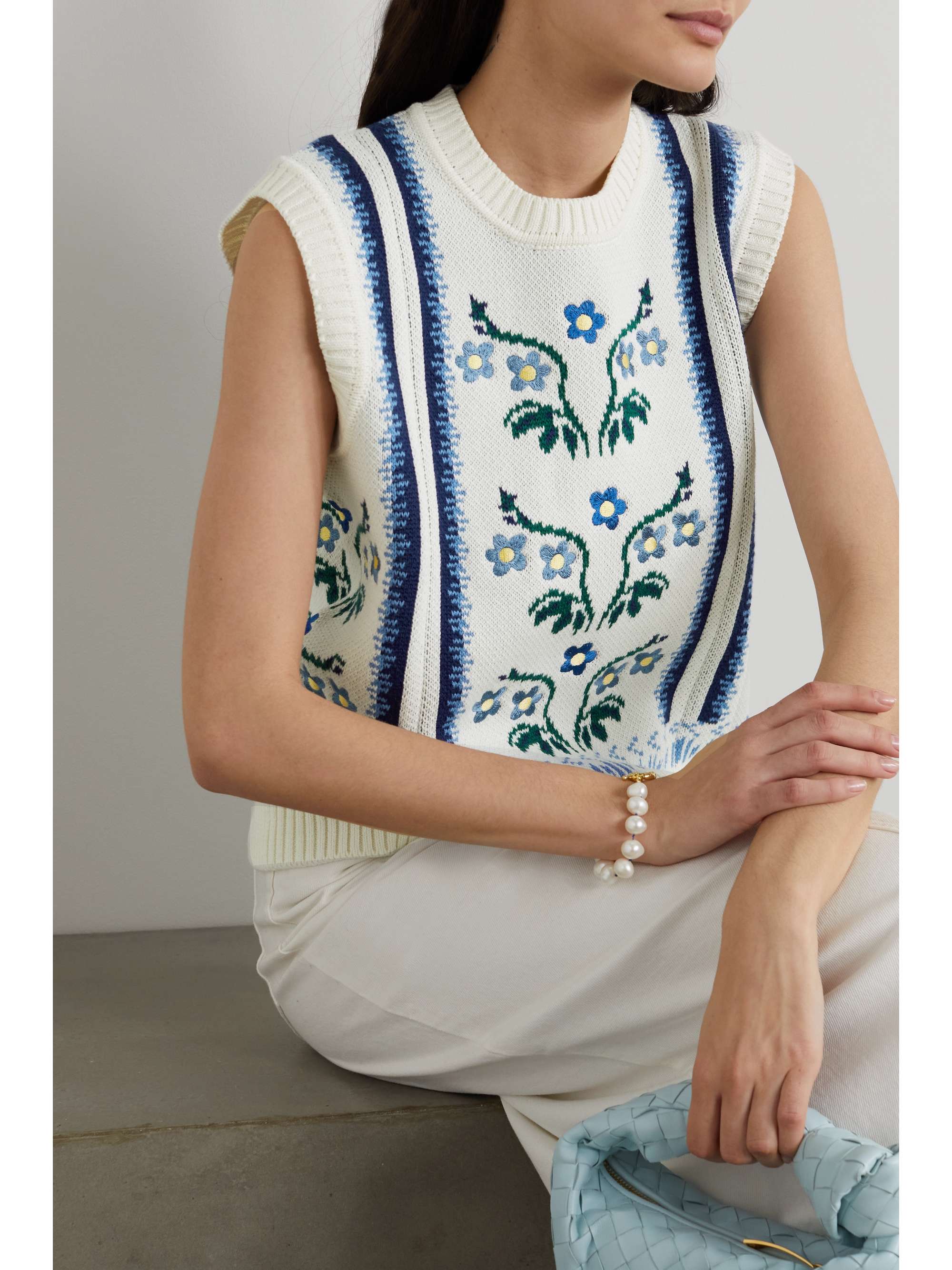 LUG VON SIGA Cordelia embroidered jacquard-knit cotton vest